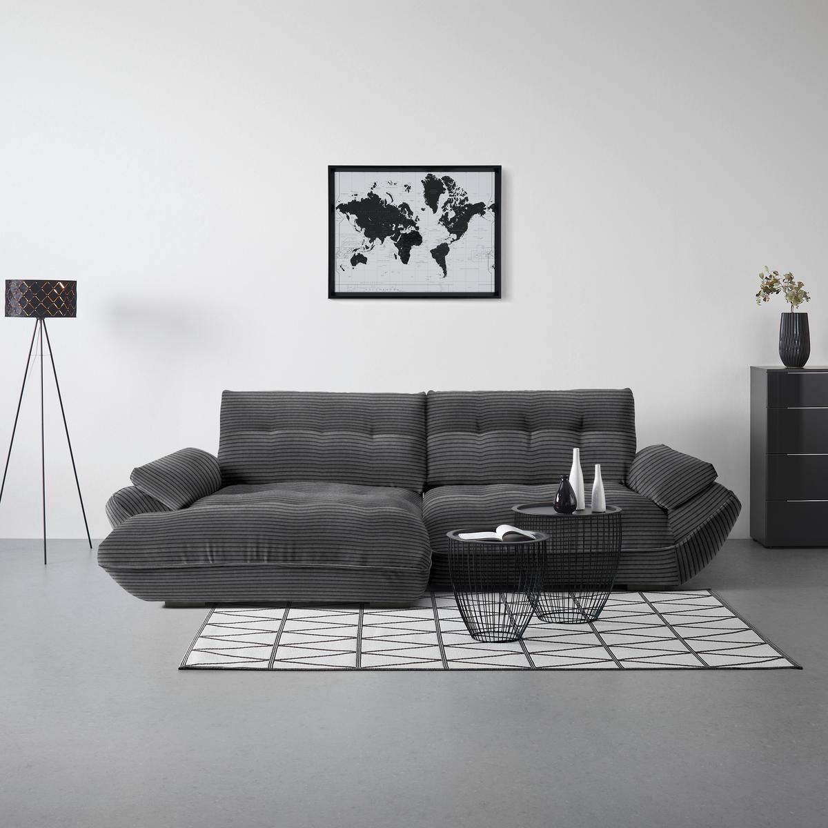 Wohnlandschaft Vivo Anthrazit - Anthrazit/Schwarz, MODERN, Kunststoff/Textil (179/63/317cm) - Based