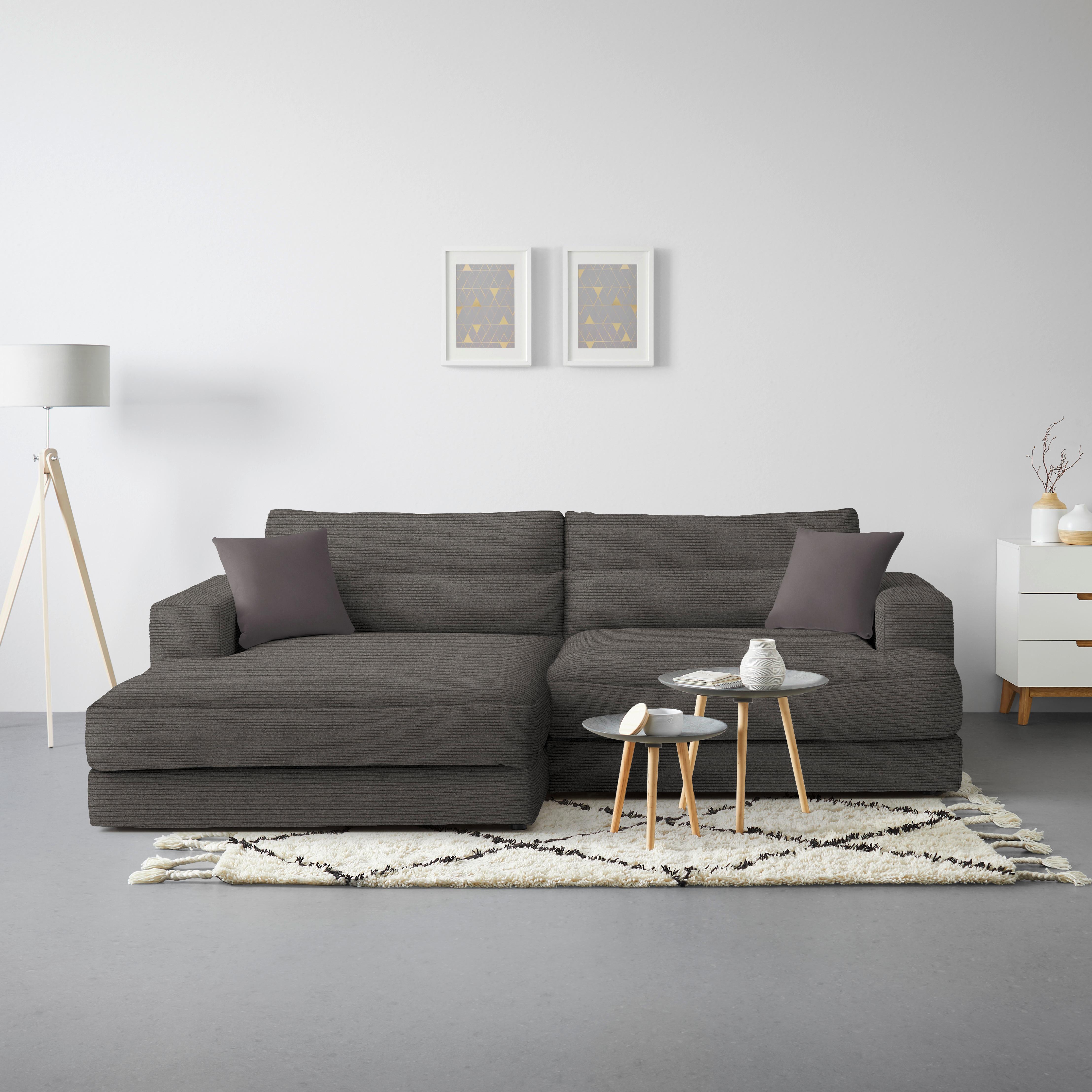 Ecksofa Fabiona links Braun - Schwarz/Braun, MODERN, Holz/Kunststoff (194/85/268cm) - Premium Living