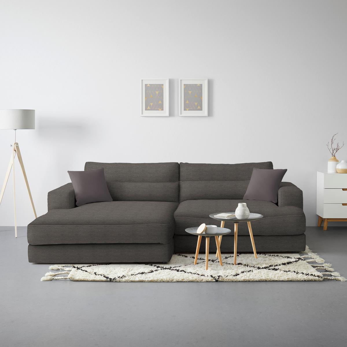 Ecksofa Fabiona links Braun - Schwarz/Braun, MODERN, Holz/Kunststoff (194/85/268cm) - Premium Living