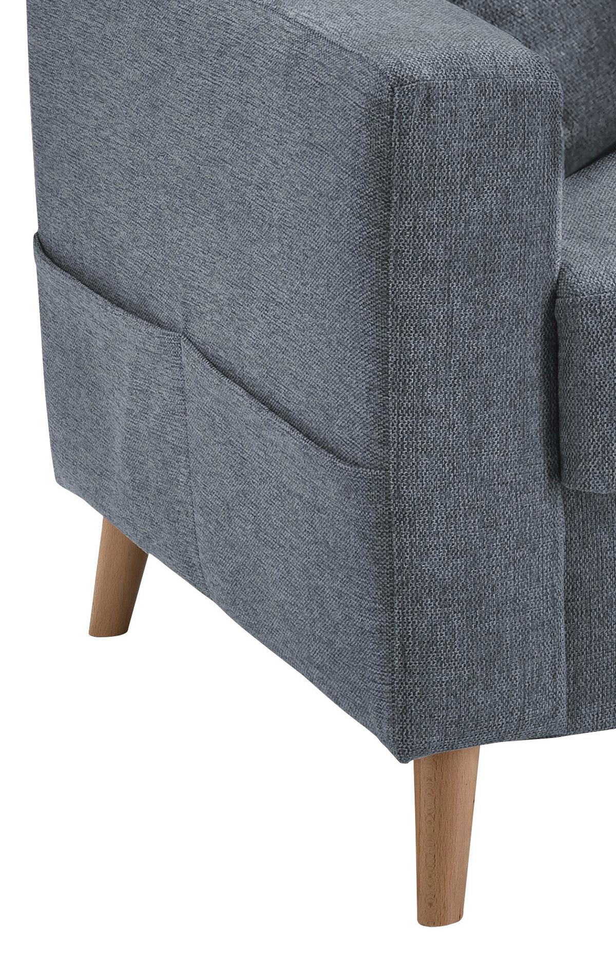 Wohnlandschaft Valentina Blau Struktur - Blau/Naturfarben, KONVENTIONELL, Holz/Textil (228/150cm) - P & B