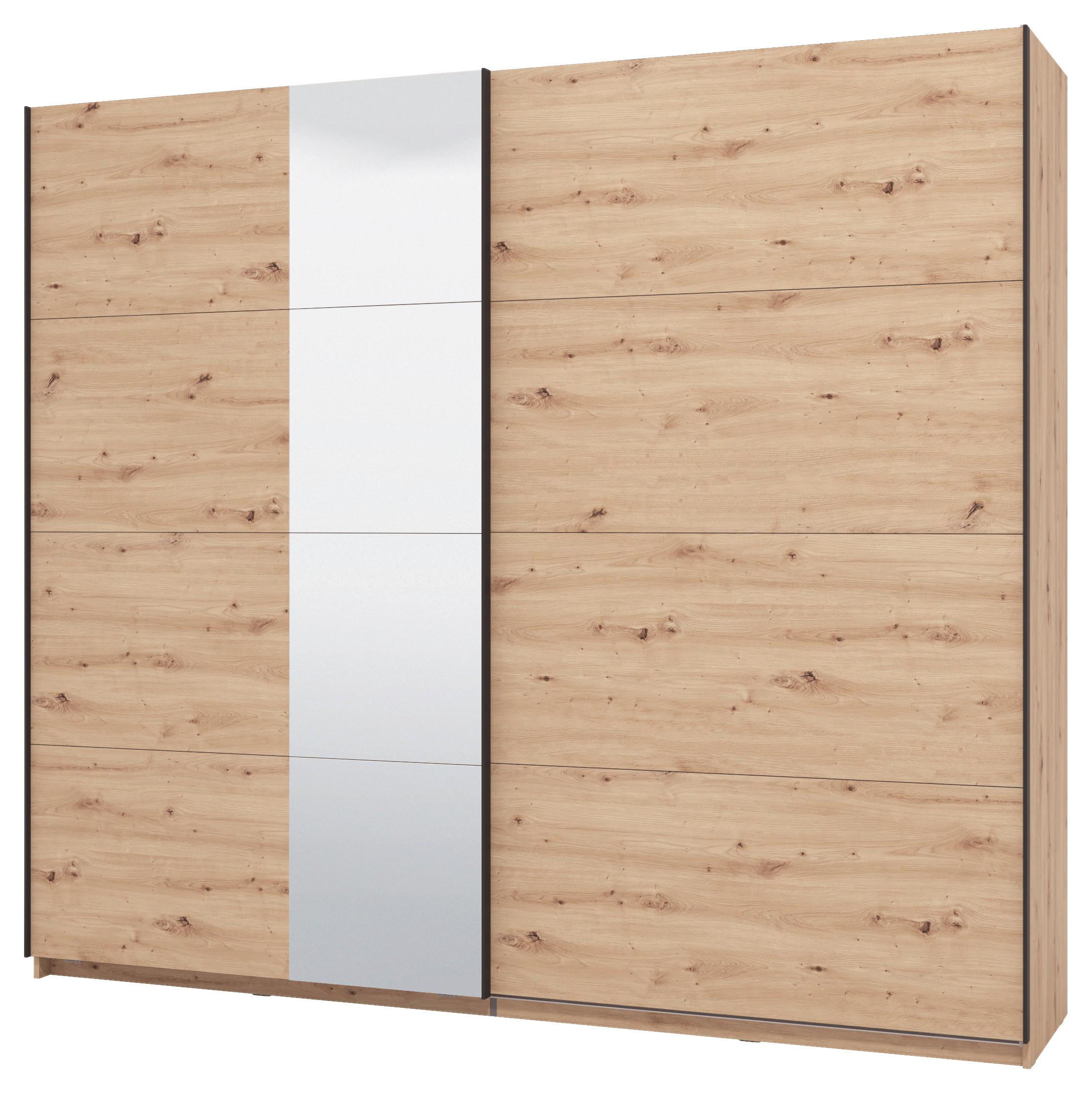 GARDEROB MED SKJUTDÖRRAR GARD 245 -TOP- - ek Artisan/svart, Klassisk, metall/trämaterial (245/217.5/61cm) - Mömax