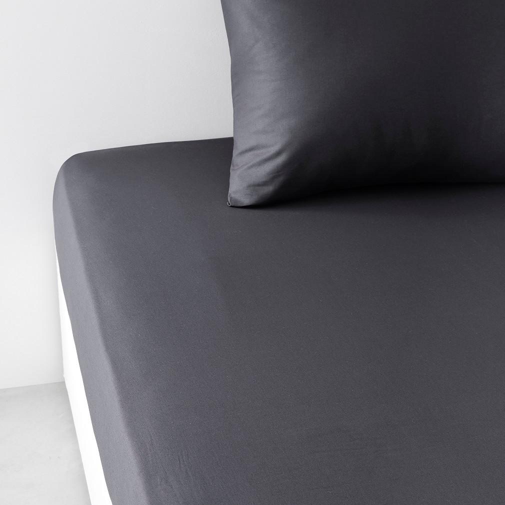 Cearșaf cu elastic Noemi cca. 90/190-200+23 cm - gri închis, Basics, textil (90/190-200/23cm)