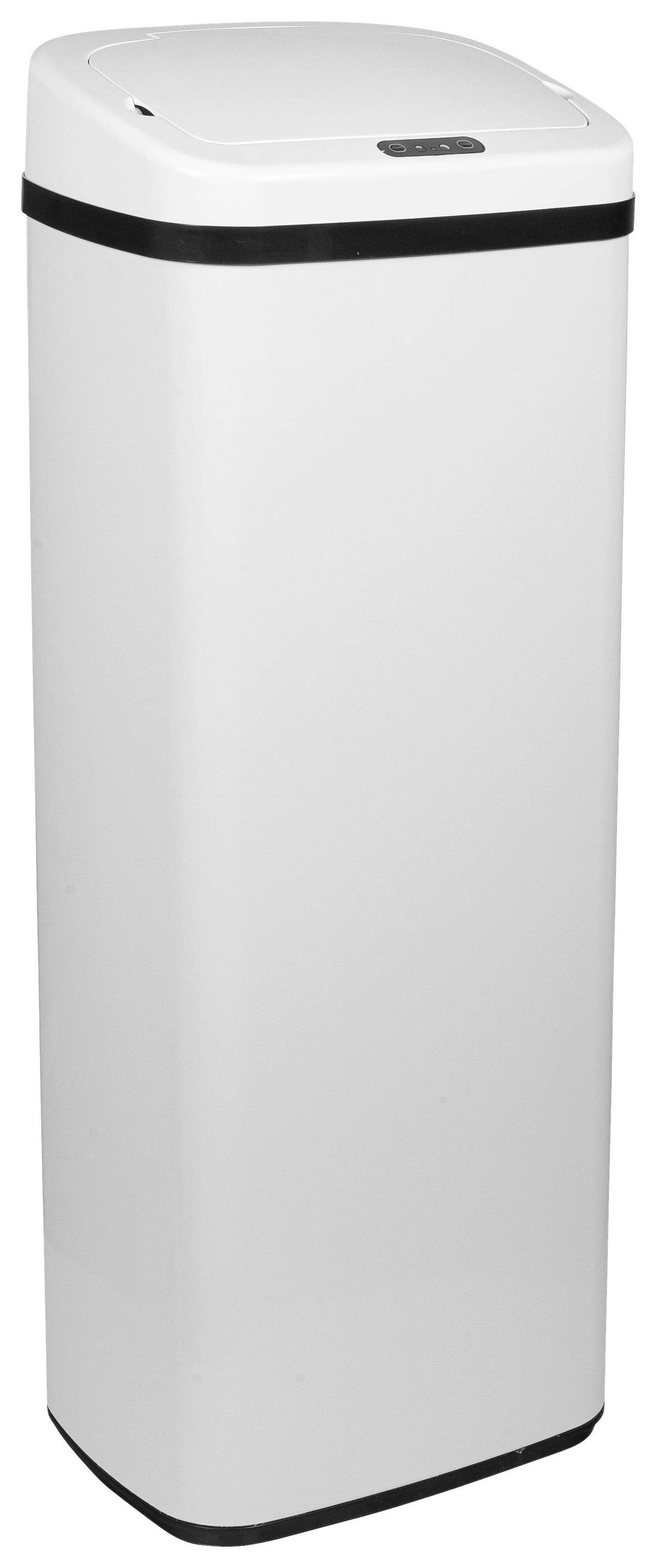 Koš Za Smeti Clean V, 50 L, Bela, S Senzorjem - črna, Basics, kovina/umetna masa (32/83/24cm) - MID.YOU