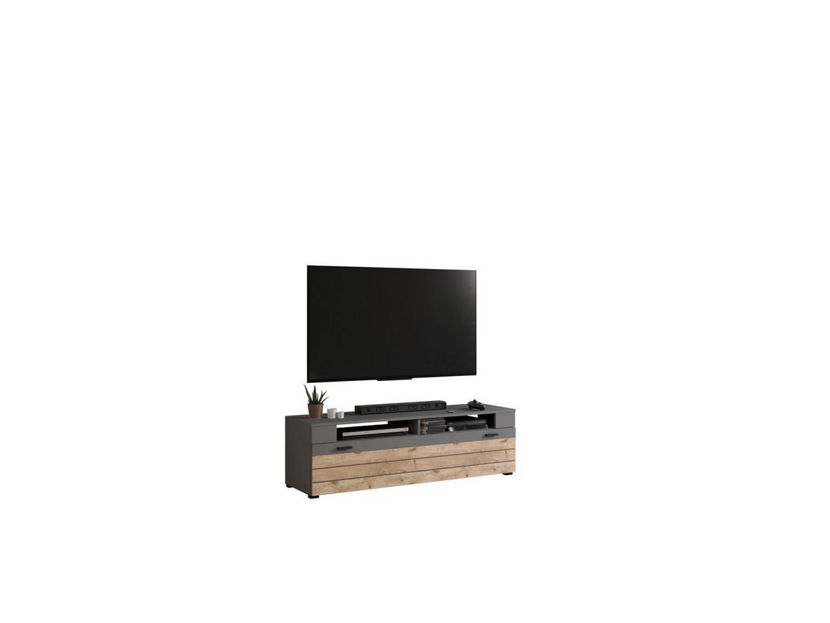 TV- Element Freno ca. 140x42 cm Nox Eiche/Grau - Schwarz, KONVENTIONELL, Holzwerkstoff/Kunststoff (140/42/40cm) - MID.YOU