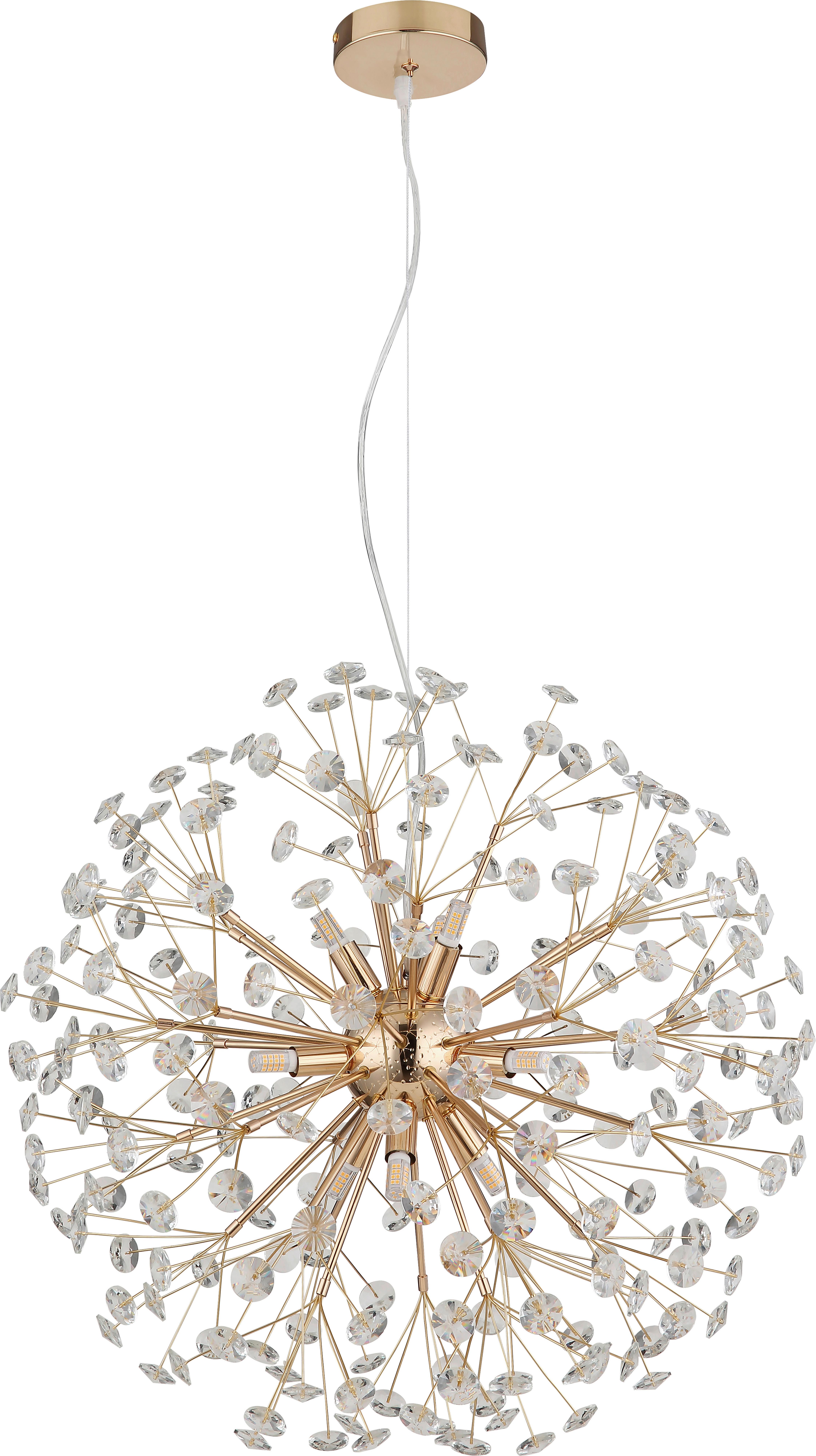 LED-TAKLAMPA CEYLIN - klar/guldfärgad, Basics, metall/glas (60/60/150cm)
