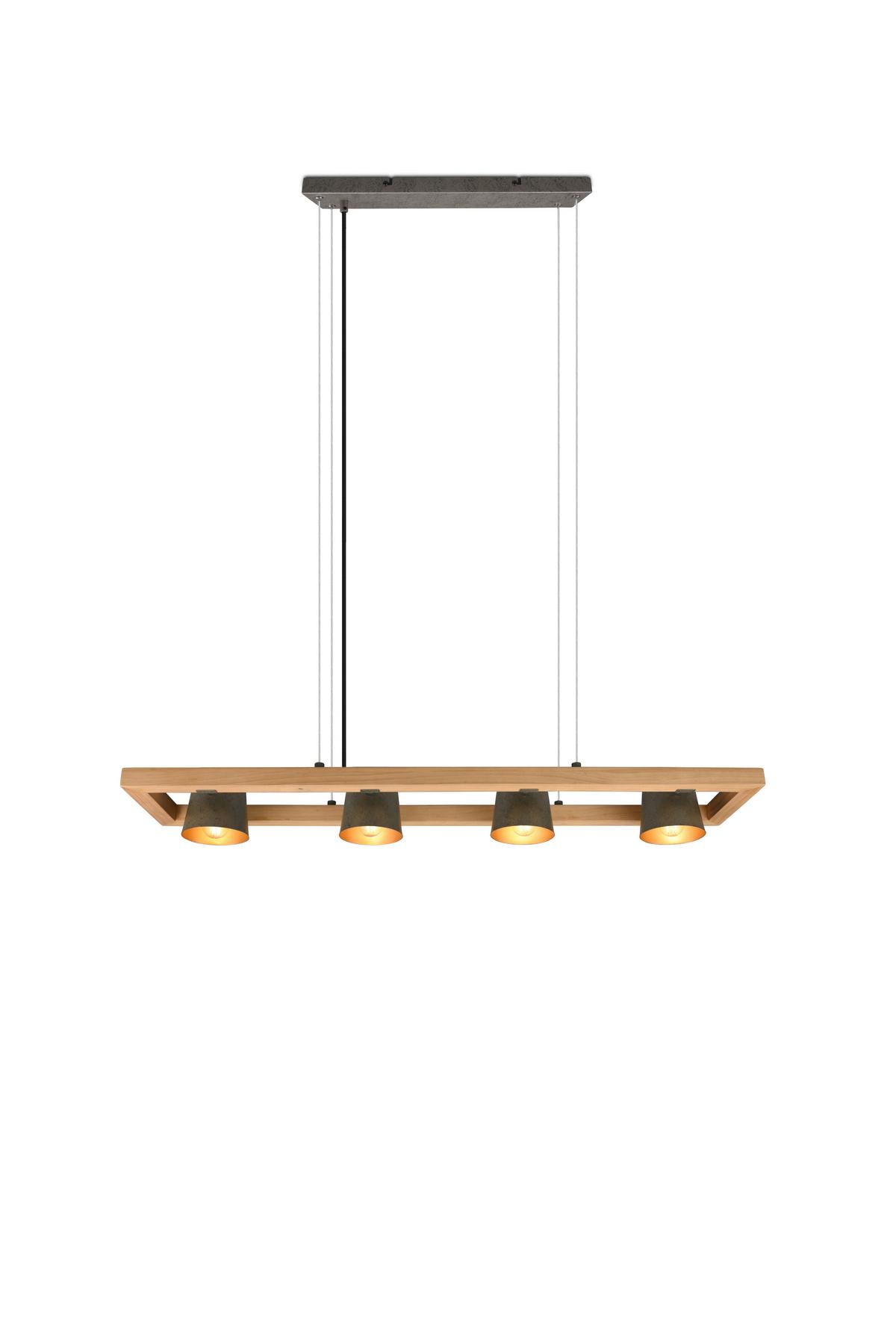 Hängeleuchte Bell max. 25 Watt - Nickelfarben, Natur, Holz/Metall (100/150/21cm) - Trio Leuchten