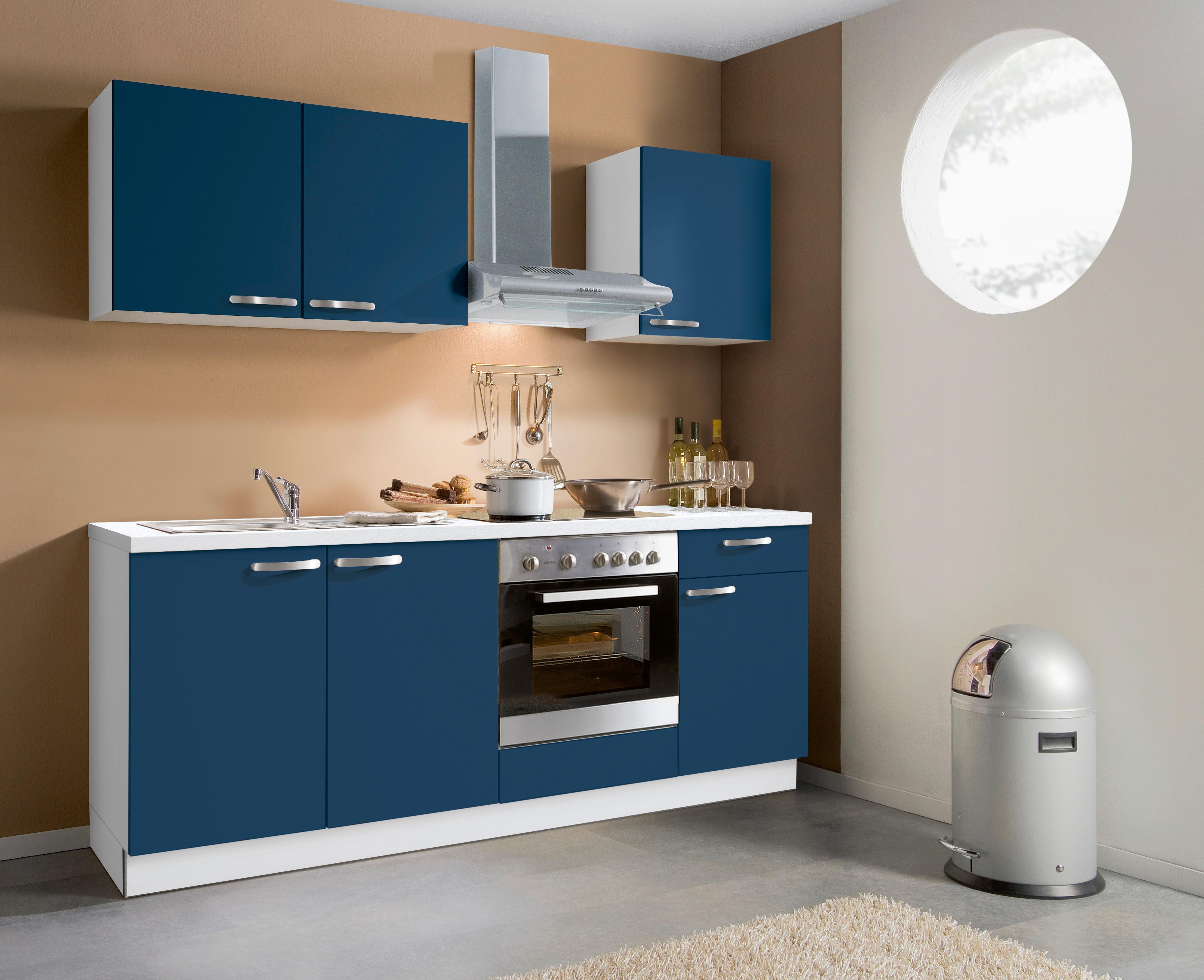 Kuhinjski Blok Z Aparati Win, Temno Modra, Bela - bela/temno modra, Moderno, leseni material (200cm) - Express