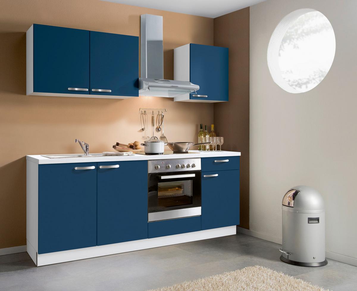 Kuhinjski Blok Z Aparati Win, Temno Modra, Bela - bela/temno modra, Moderno, leseni material (200cm) - Express