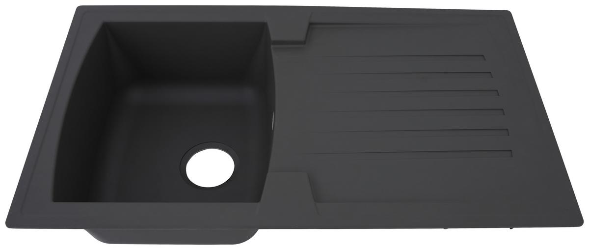 Spüle Boston Grau Kunststein B: ca. 86 cm - Grau, Trend, Glas/Kunststoff (86/20/50cm) - Respekta