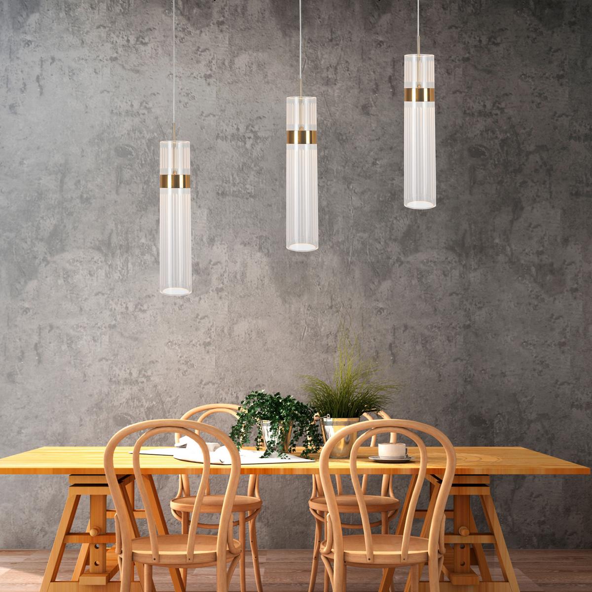 Led-hängeleuchte Lp-1510/3l Gd Ambiente 3 Gold - Goldfarben, Konventionell, Kunststoff (120/60/6cm)