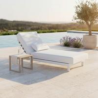 Gartenliege Marina Weiß Metall/Textil inkl. Abdeckung - Weiß, MODERN, Textil/Metall (195/30/84cm) - Bessagi Garden