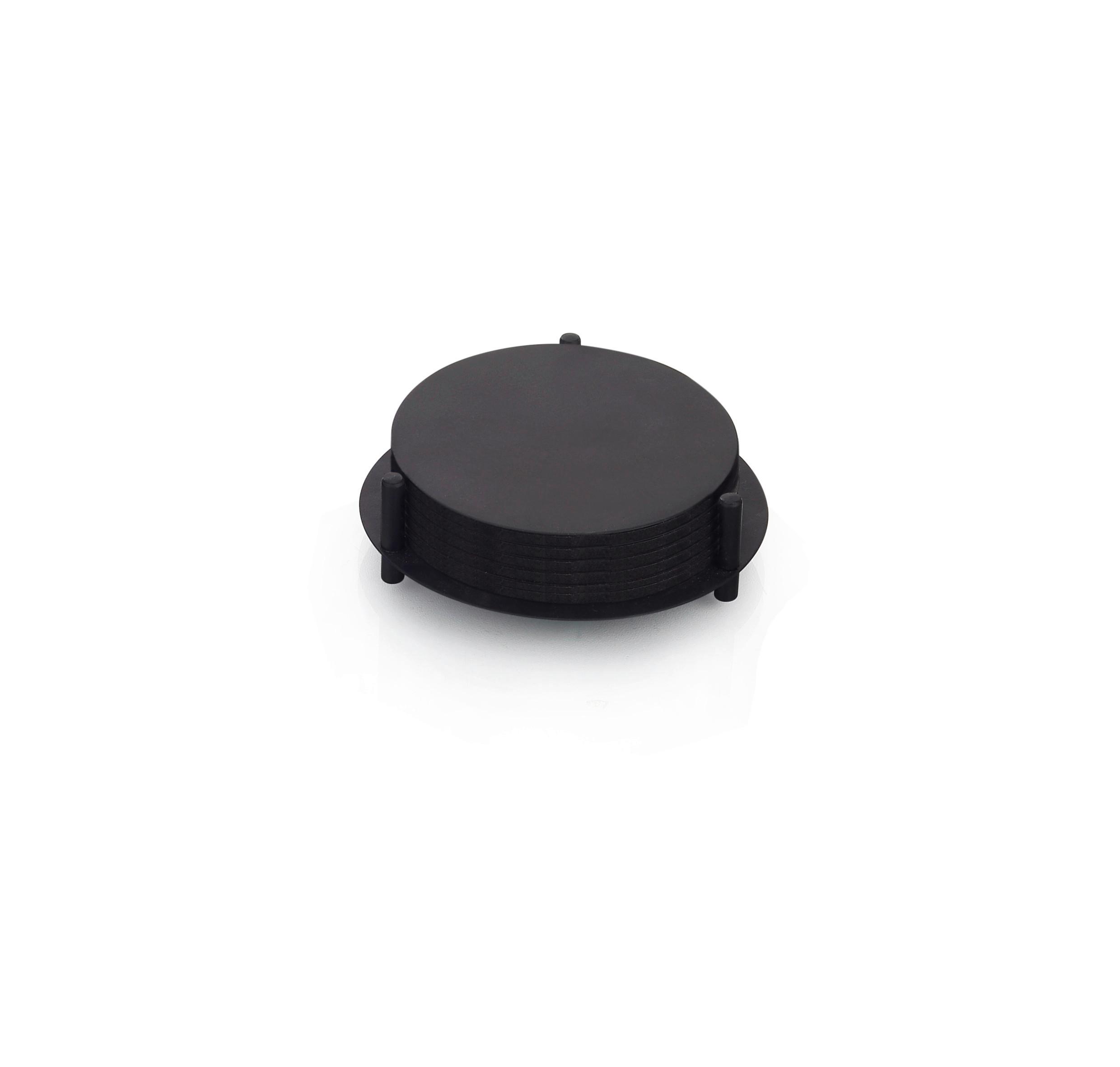 Untersetzerset Simran in Schwarz, 7-teilig - Schwarz, MODERN, Kunststoff/Metall - Modern Living