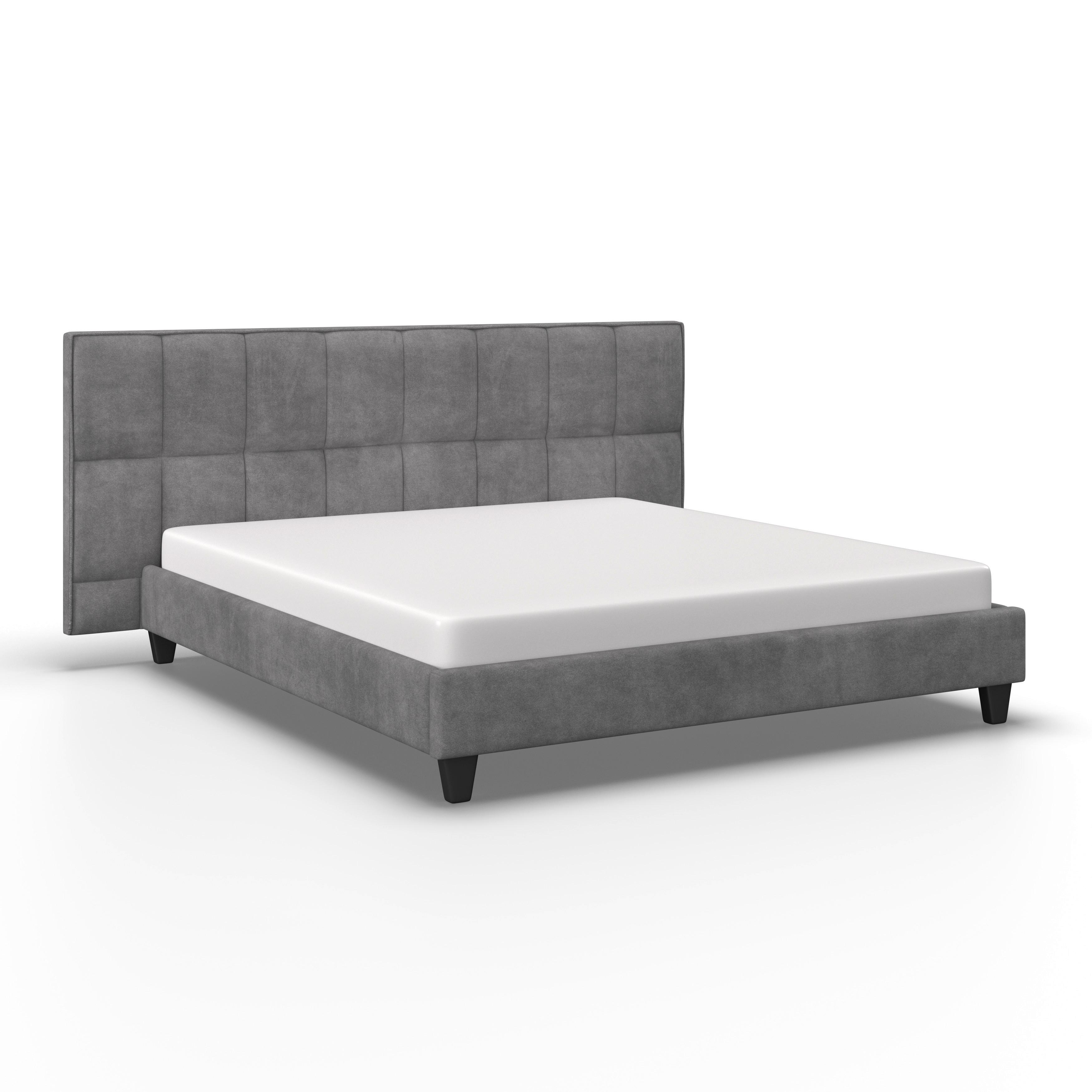 STOPPAD SÄNG VALERIA - grå/svart, Modern, trämaterial/trä (180/200cm) - Bessagi Home