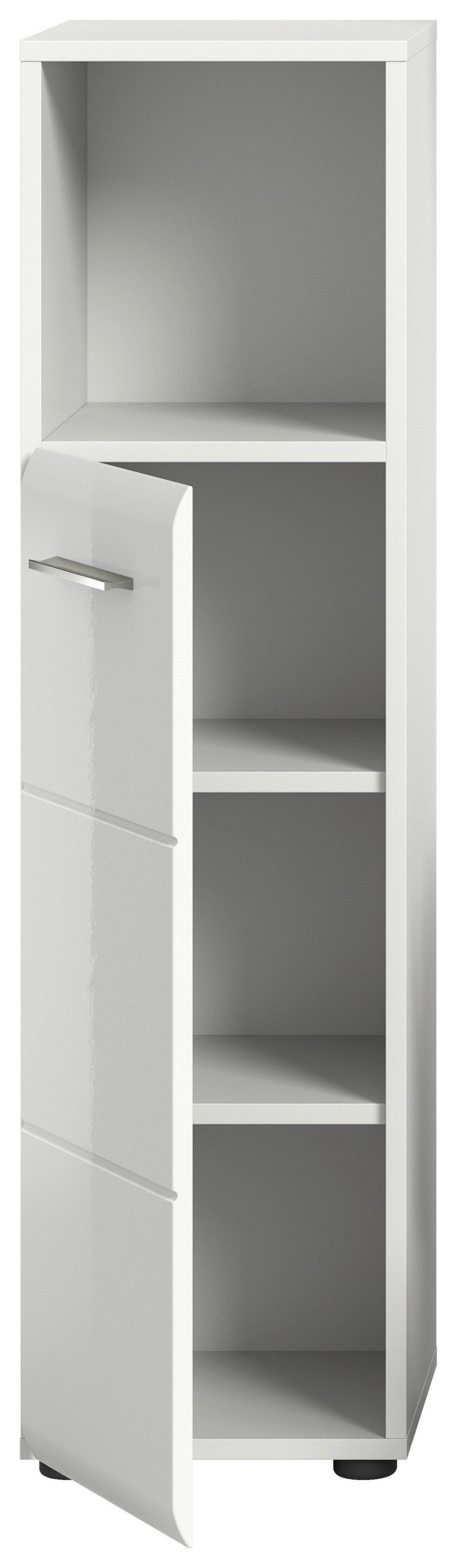 Unterschrank Ice ca. 30x110x30 cm Weiß hochgl. - Chromfarben/Weiß Hochglanz, MODERN, Holzwerkstoff/Kunststoff (30/110/30cm) - MID.YOU