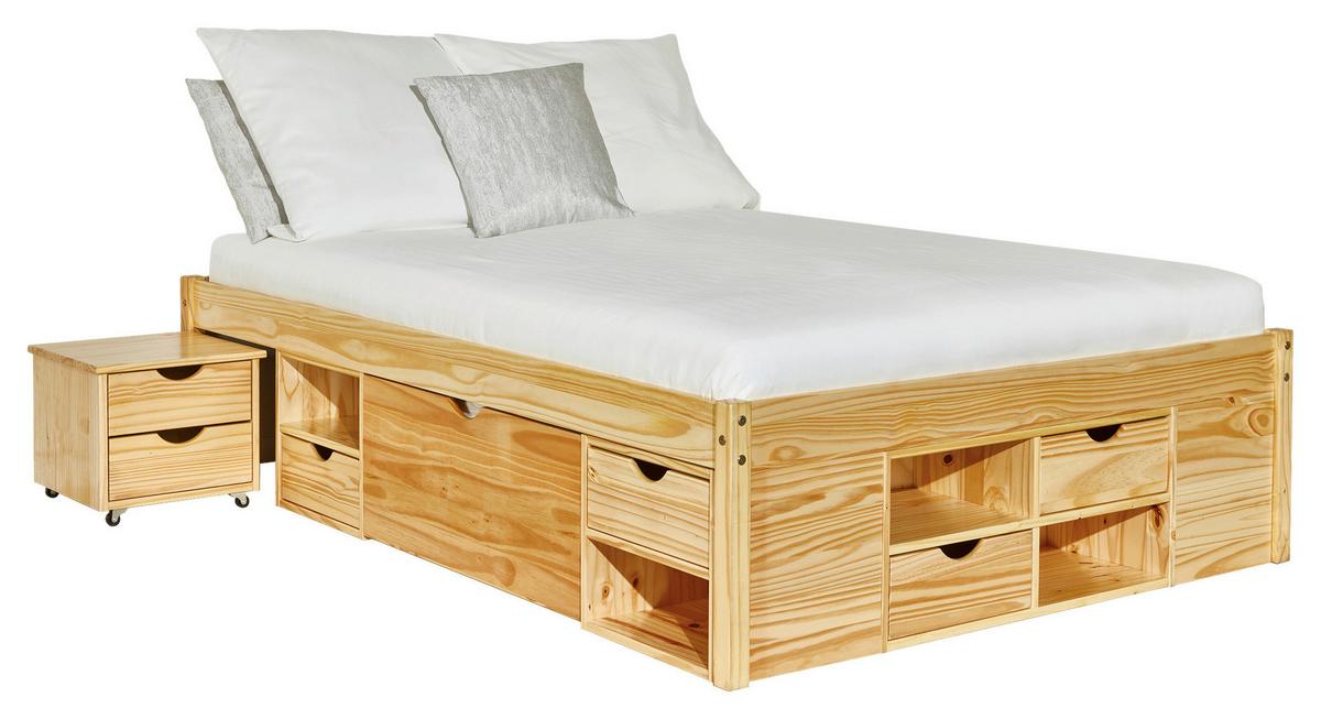 Stauraumbett Claas Kiefer - Naturfarben, Basics, Holz (140/200cm) - MID.YOU