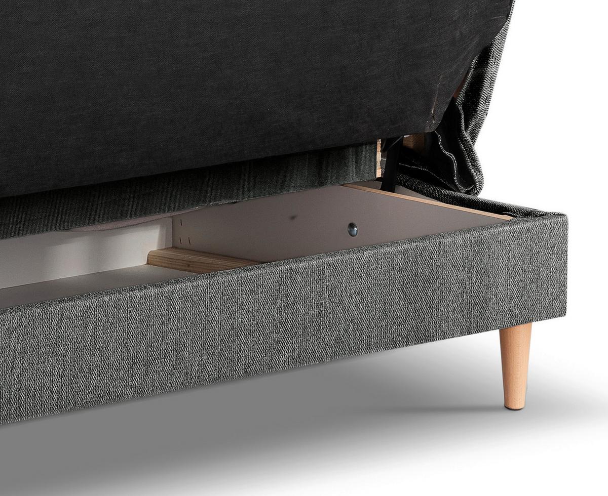 Schlafsofa Bono Grau - Hellbraun/Schwarz, Basics, Holz/Textil (199/91/91cm) - MID.YOU