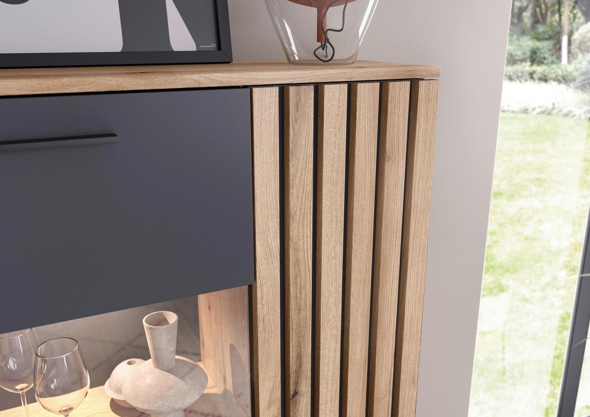Szekrénysor Mailand - tölgyfa/antracit, Modern, műanyag/faalapú anyag (250/135/38cm) - Mömax