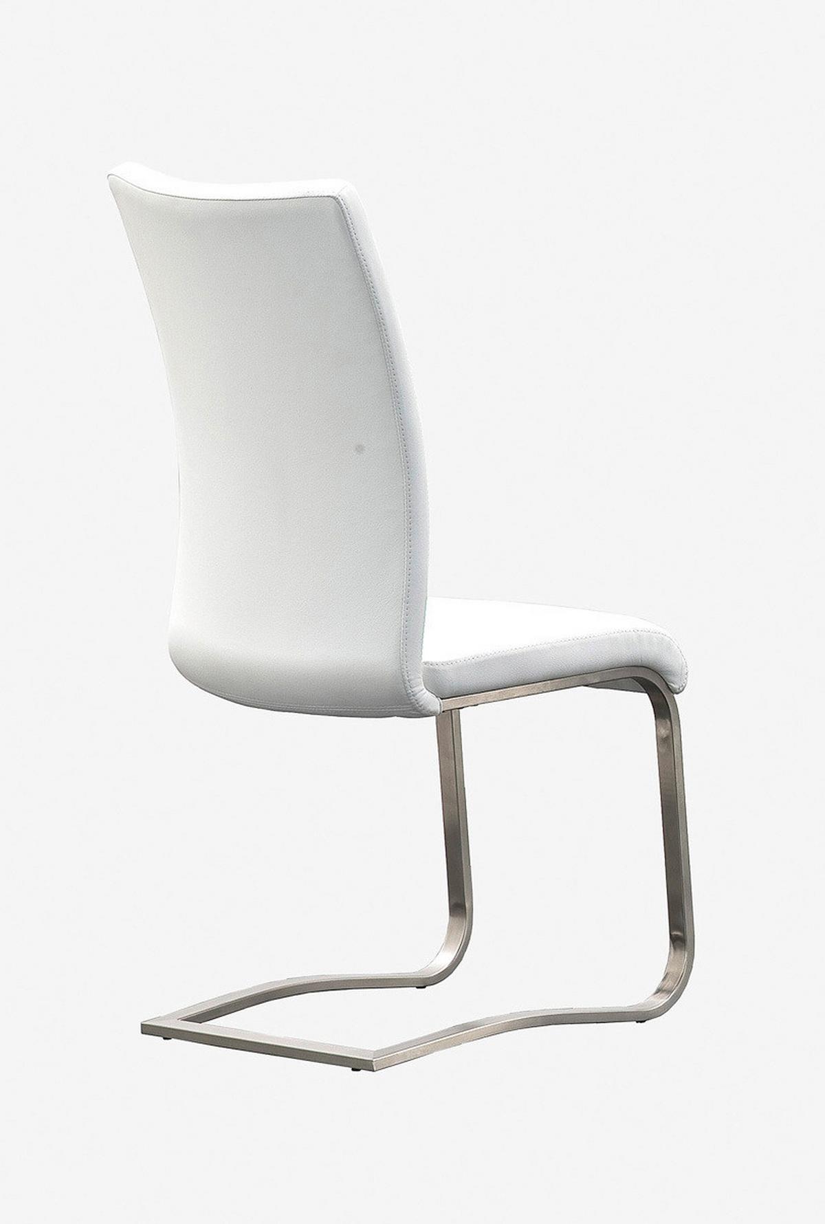 KRZESŁO NA PŁOZIE ARCO - kolor stalowy/biały, Design, skóra/metal (43/103/52cm) - Livetastic