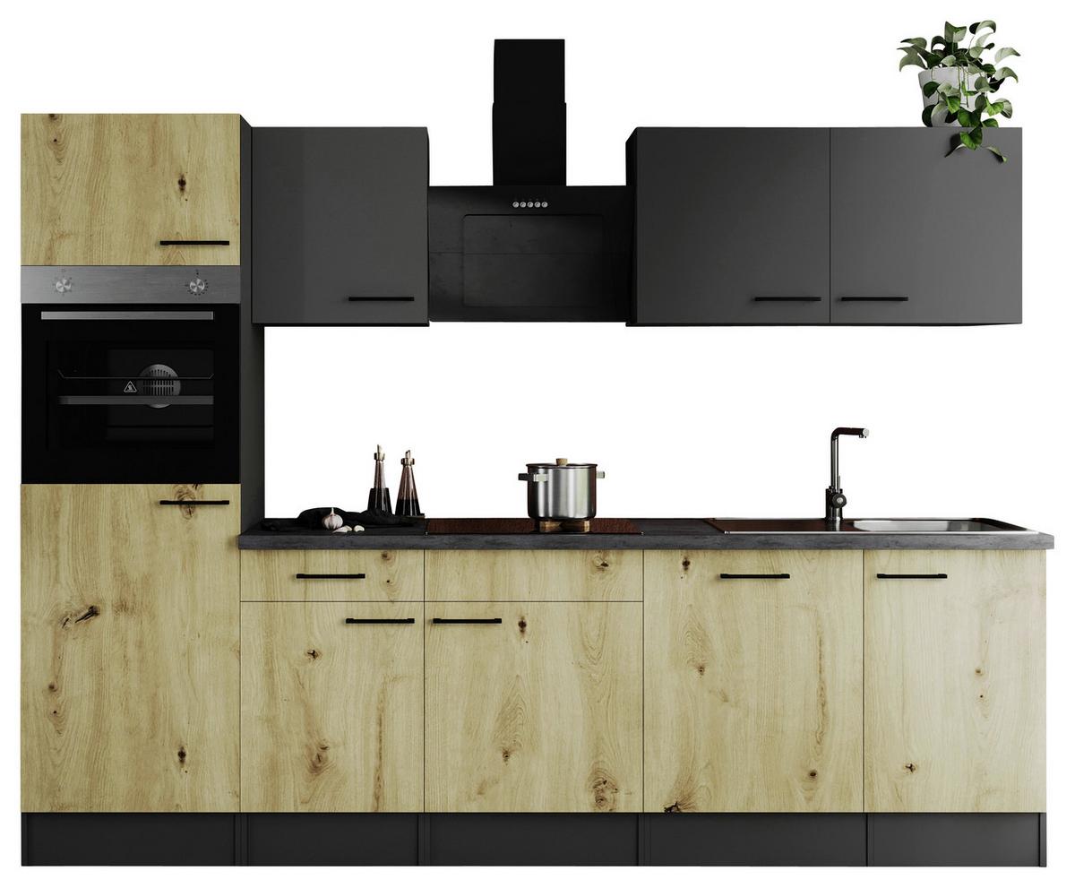 Kuhinjski Blok Z Aparati Oliver, 280cm - siva/črna, Design, kovina/leseni material (280cm) - Respekta