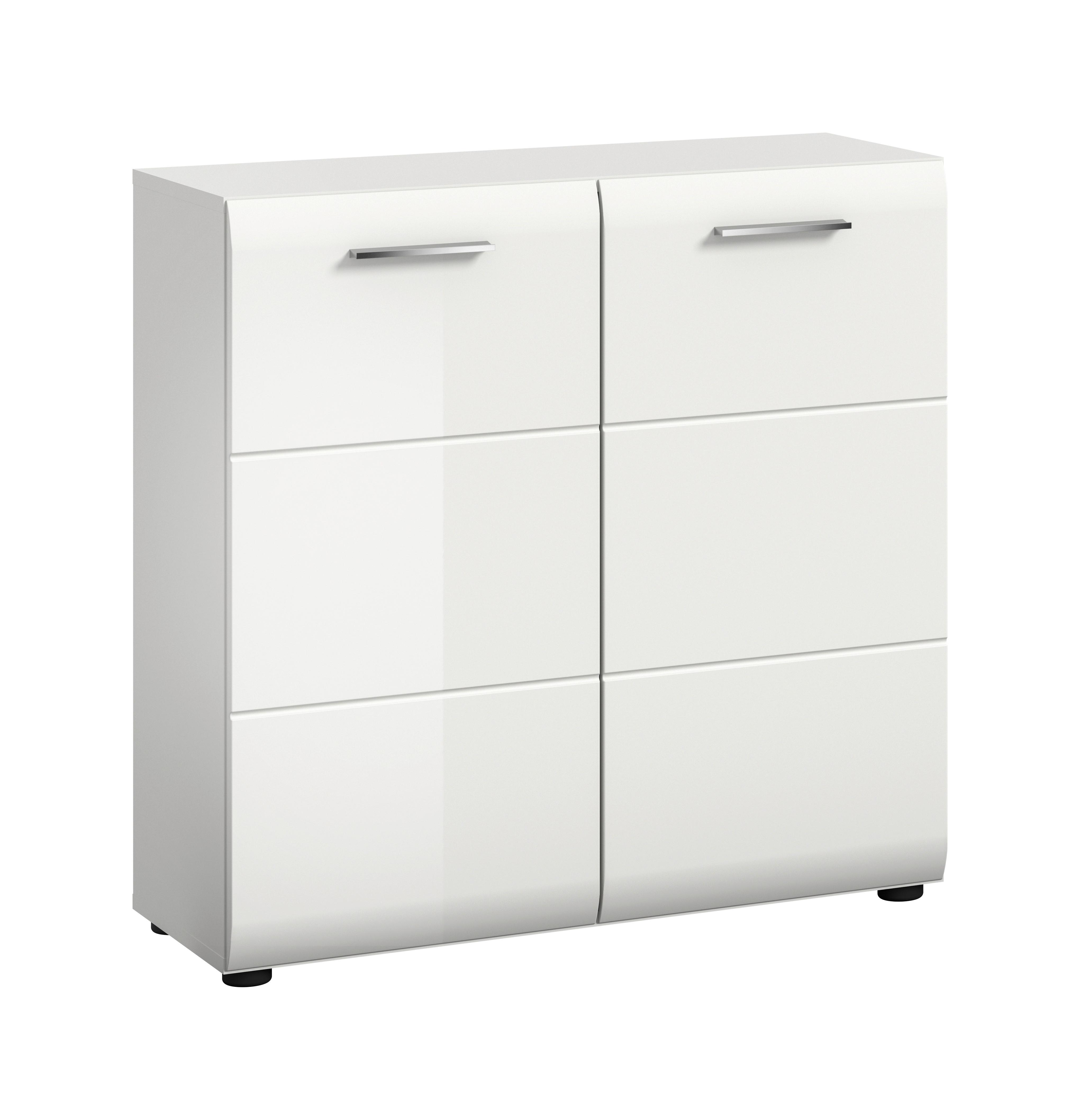 Komoda Ice, Bela Visok Sijaj - srebrne barve/črna, Design, umetna masa/leseni material (80/81/34cm) - Livetastic