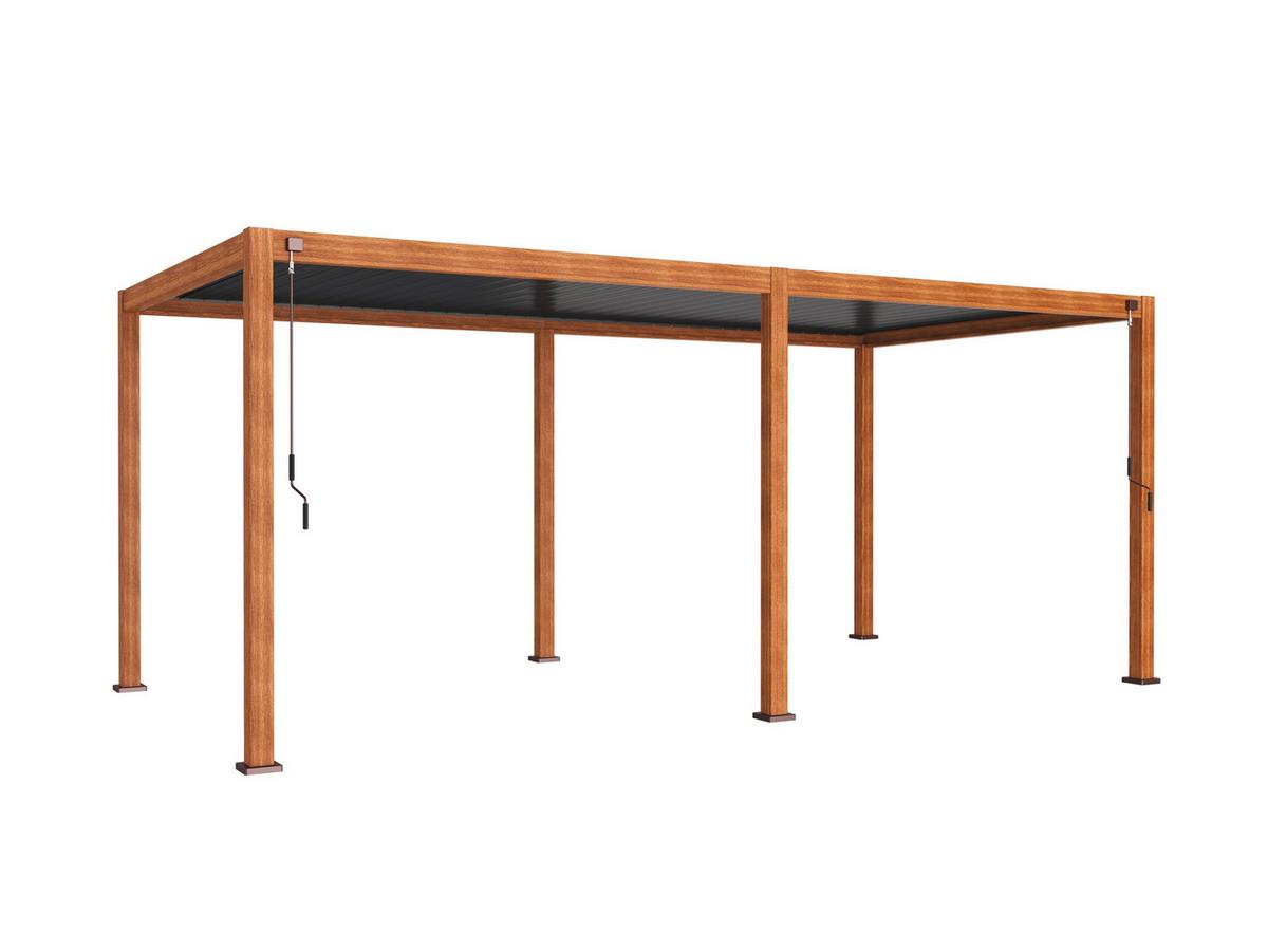 Pergola Deluxe ca. 300x600 cm Alu Holzoptik - Anthrazit, MODERN, Metall (600/250/300cm) - Gardenson