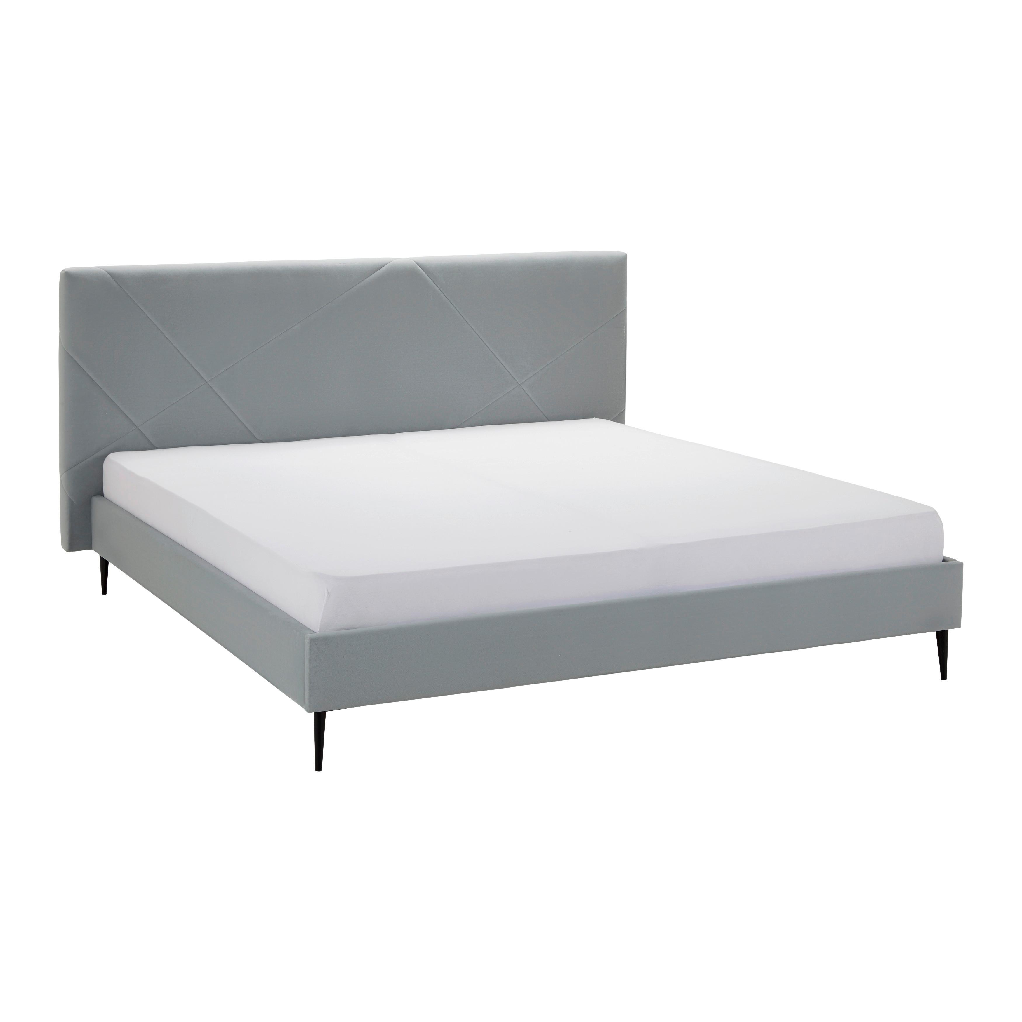 Polsterbett Elena ca. 180x200 cm Grau - Schwarz/Naturfarben, MODERN, Holz/Textil (180/200cm) - Bessagi Home