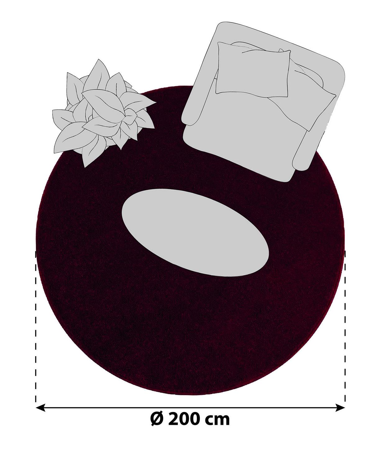 Preproga Z Visokim Florom Ata, Rdeča, Ø 200cm - rdeča, Design, tekstil (200cm) - Novel