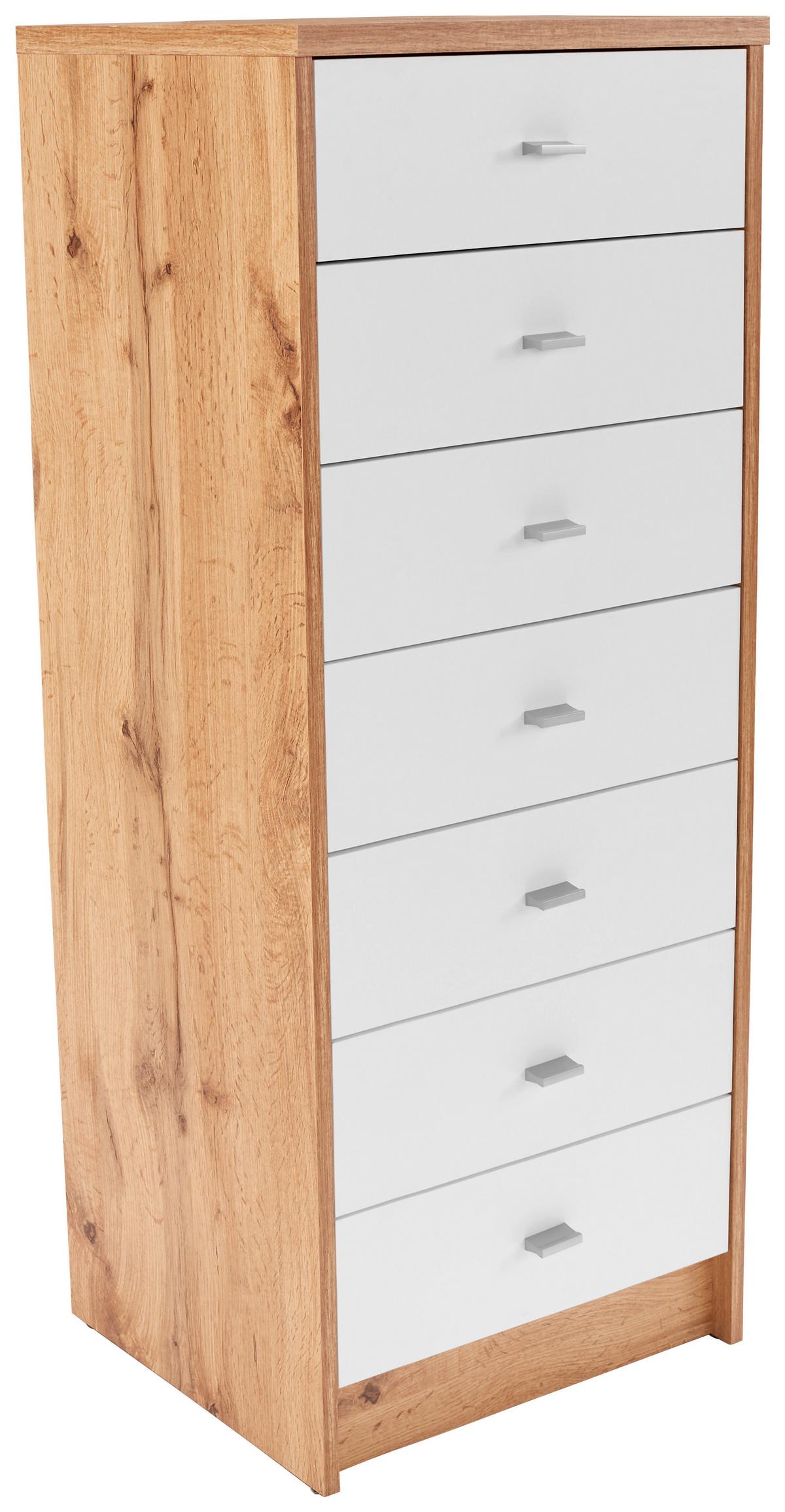 Comodă 4 You New - alb/culoare lemn stejar, Modern, material pe bază de lemn (50/111,4/34,6cm) - Modern Living