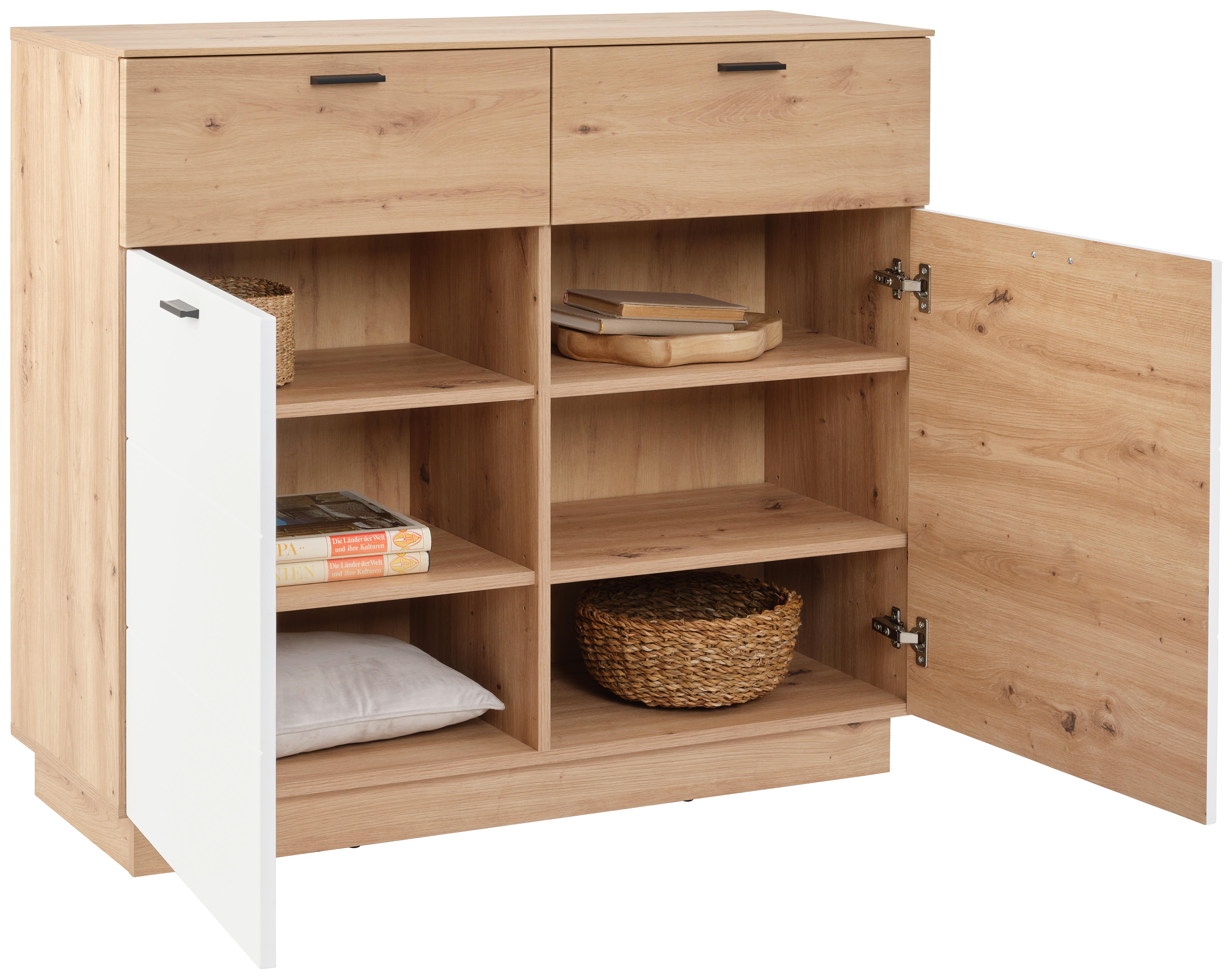 Komoda Tonale - bijela/hrast Artisan, Konvencionalno, drvni materijal/plastika (106,5/97,6/40cm) - Modern Living