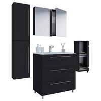 Badezimmer Schubo 5-tlg. Schwarz - Schwarz/Alufarben, MODERN, Keramik/Holzwerkstoff (126cm) - MID.YOU