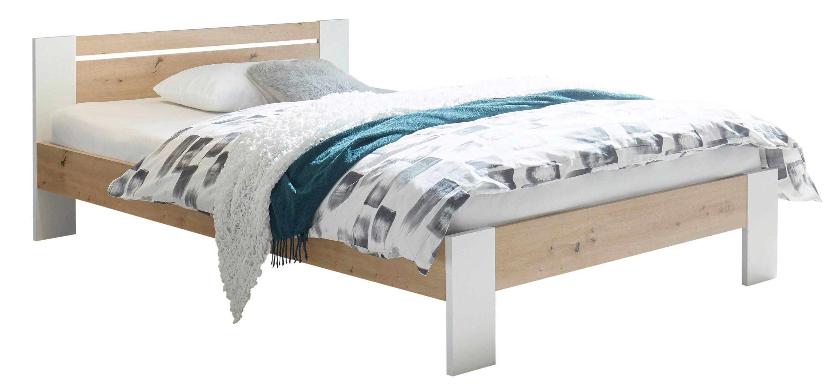 Krevet Vega - bela/hrast artisan, Moderno, pločasti materijal (140/200cm)