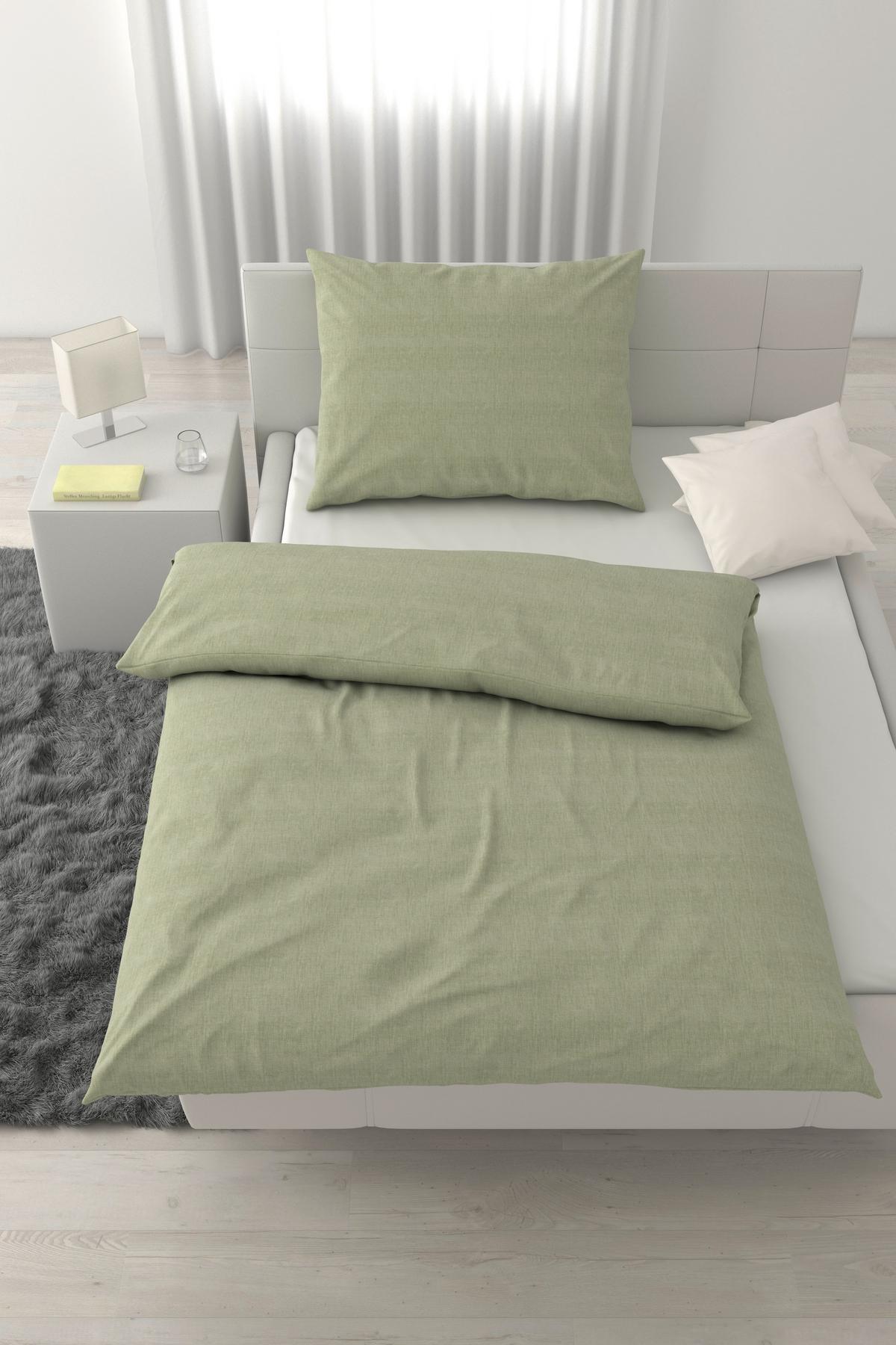 BETTWÄSCHESET TY - Salbeigrün, Textil (210/160cm) - Mömax
