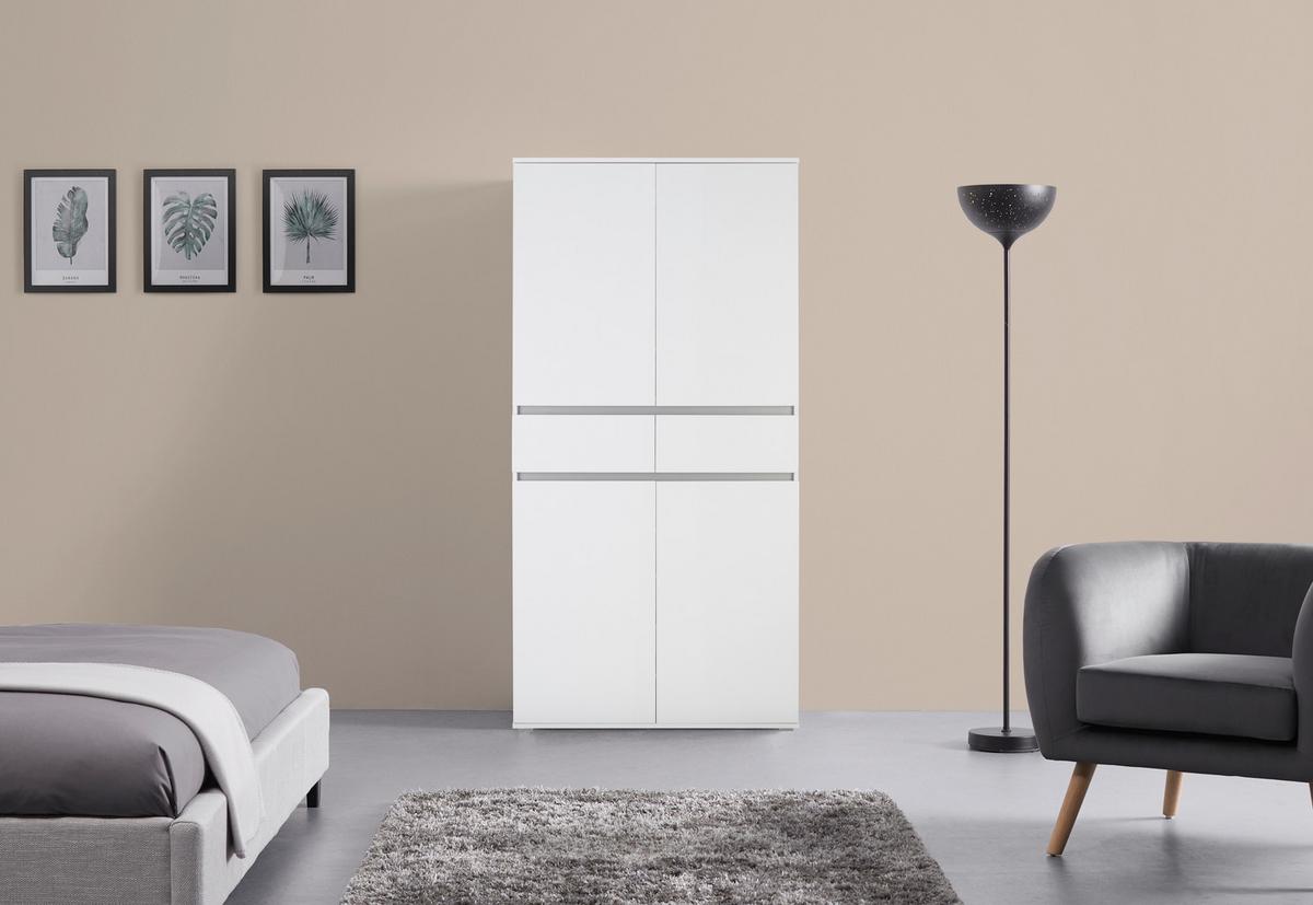 SZAFKA UNIWERSALNA LILLY - kolor srebrny/biały, Konventionell, materiał drewnopochodny/tworzywo sztuczne (100/200/37cm) - Xora