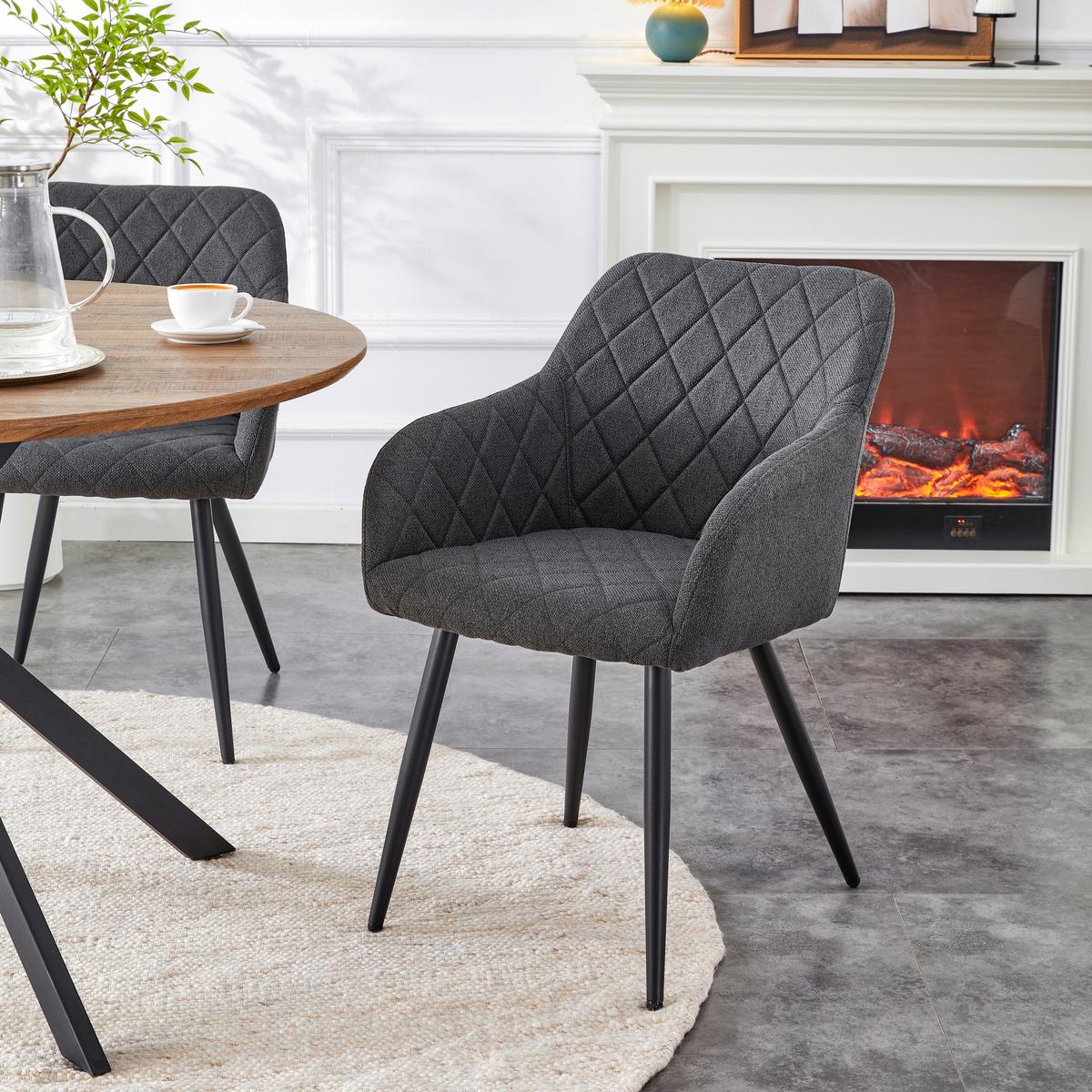 Set Stolov Lea, Antracit, 2 Kos - črna/antracit, Moderno, kovina/tekstil (56/83/60cm) - MID.YOU