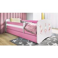 Otroška Postelja Babydreams, Bela, Roza, 80x160cm - pink/bela, Moderno, tekstil/leseni material (80/160cm) - MID.YOU