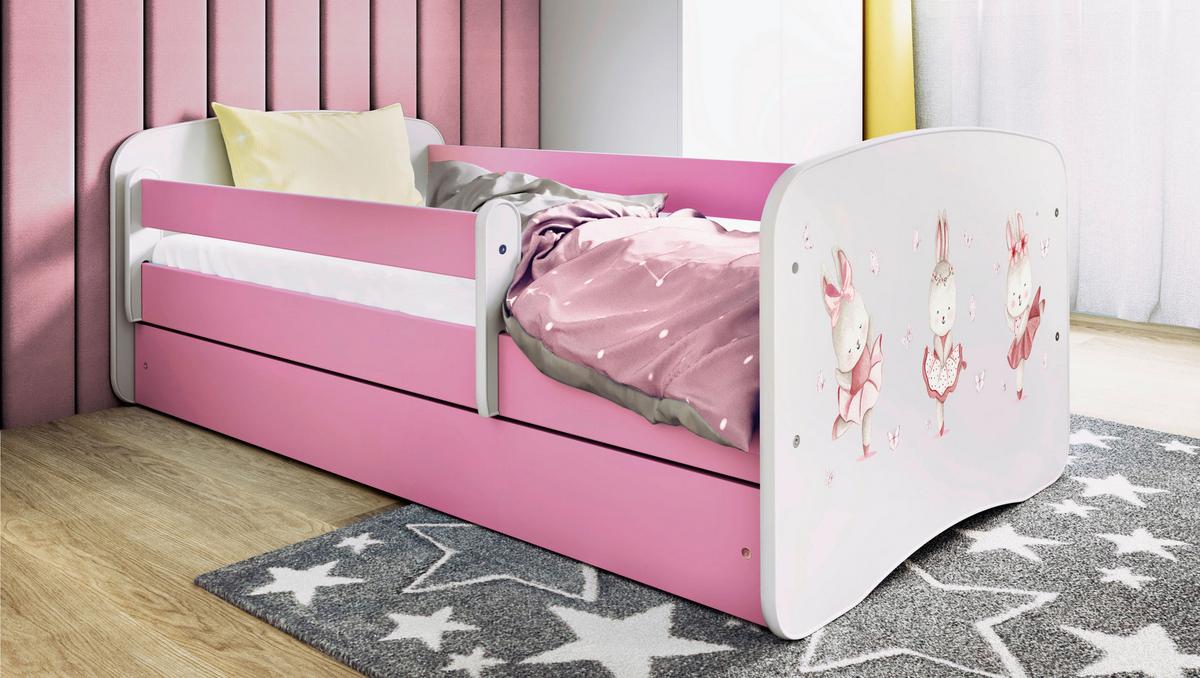Otroška Postelja Babydreams, Bela, Roza, 80x160cm - pink/bela, Moderno, tekstil/leseni material (80/160cm) - MID.YOU