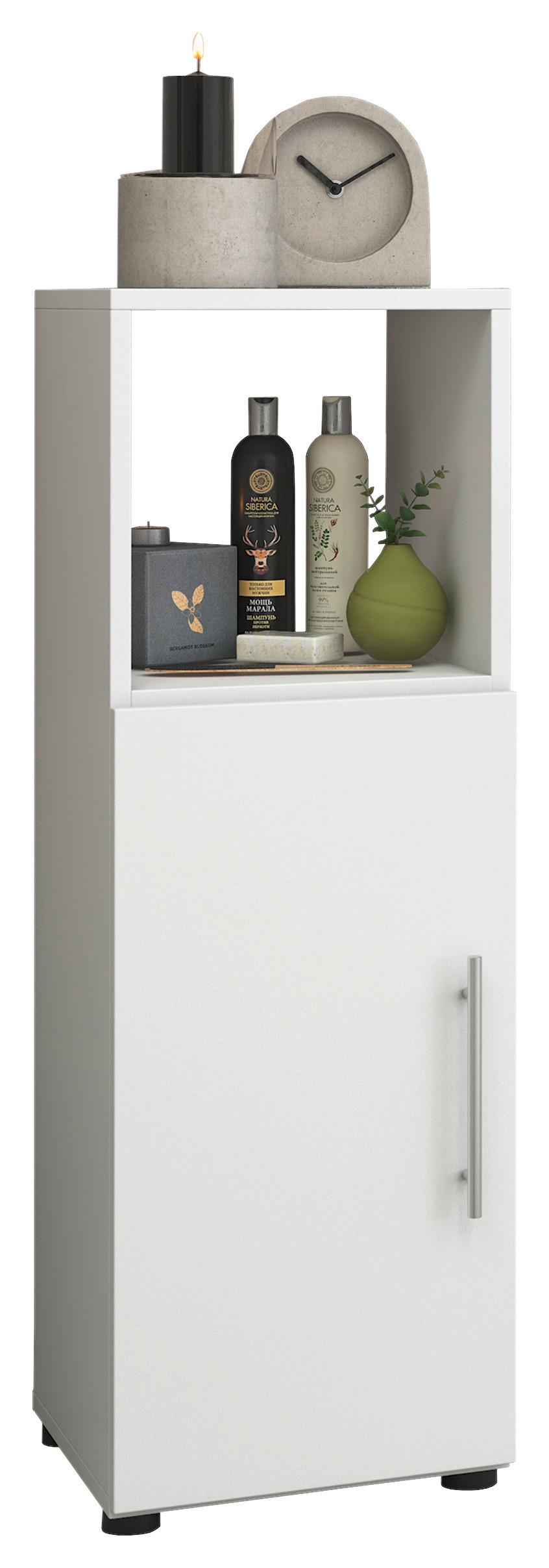 Midischrank Flandu ca. 31x93 cm Weiß - Silberfarben/Schwarz, KONVENTIONELL, Holzwerkstoff/Kunststoff (31/93/30cm) - MID.YOU