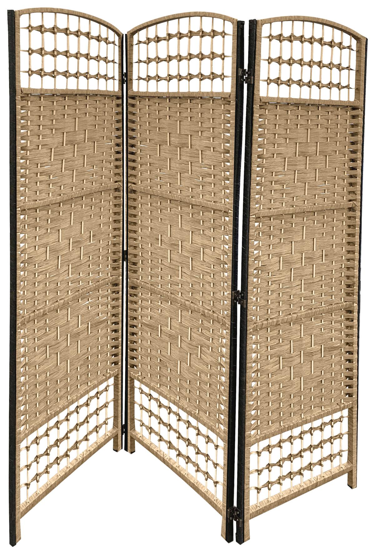 Paravan Bettina 3, 120x170cm - črna/naravne barve, Moderno, papir/kovina (126/170/2cm)