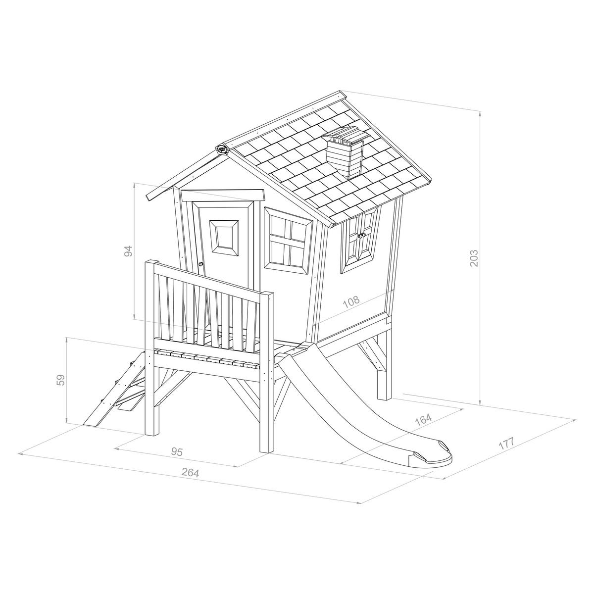 Spielturm Robin aus Zedernholz - Braun/Weiß, Basics, Holz/Kunststoff (264/203/177cm) - Ambia Garden