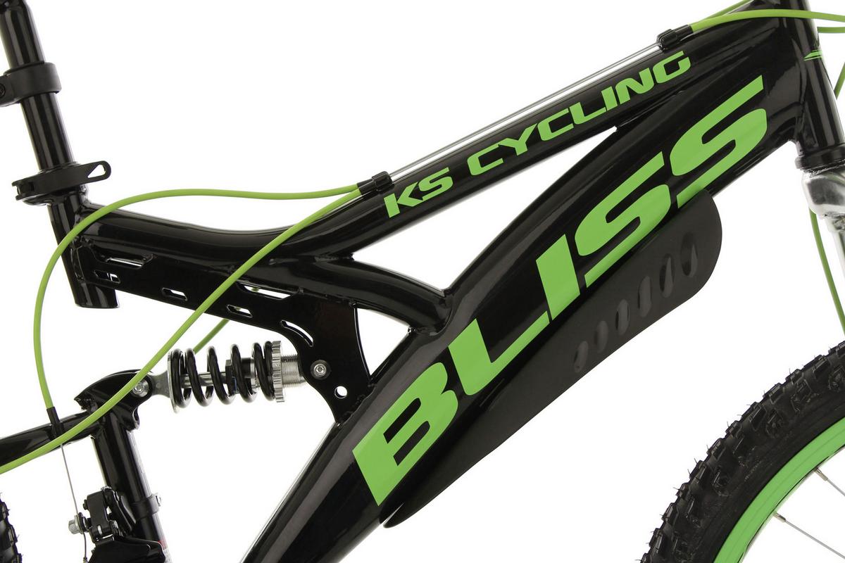 Kinderfahrrad MTB Fully 24" Bliss RH 38cm - Schwarz/Grün, Basics, Metall (180/70/80cm) - KS Cycling