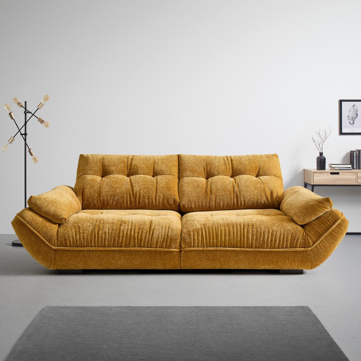 Bigsofa Vivo Goldfarben - Goldfarben/Schwarz, MODERN, Kunststoff/Textil (272/63/137cm) - Premium Living