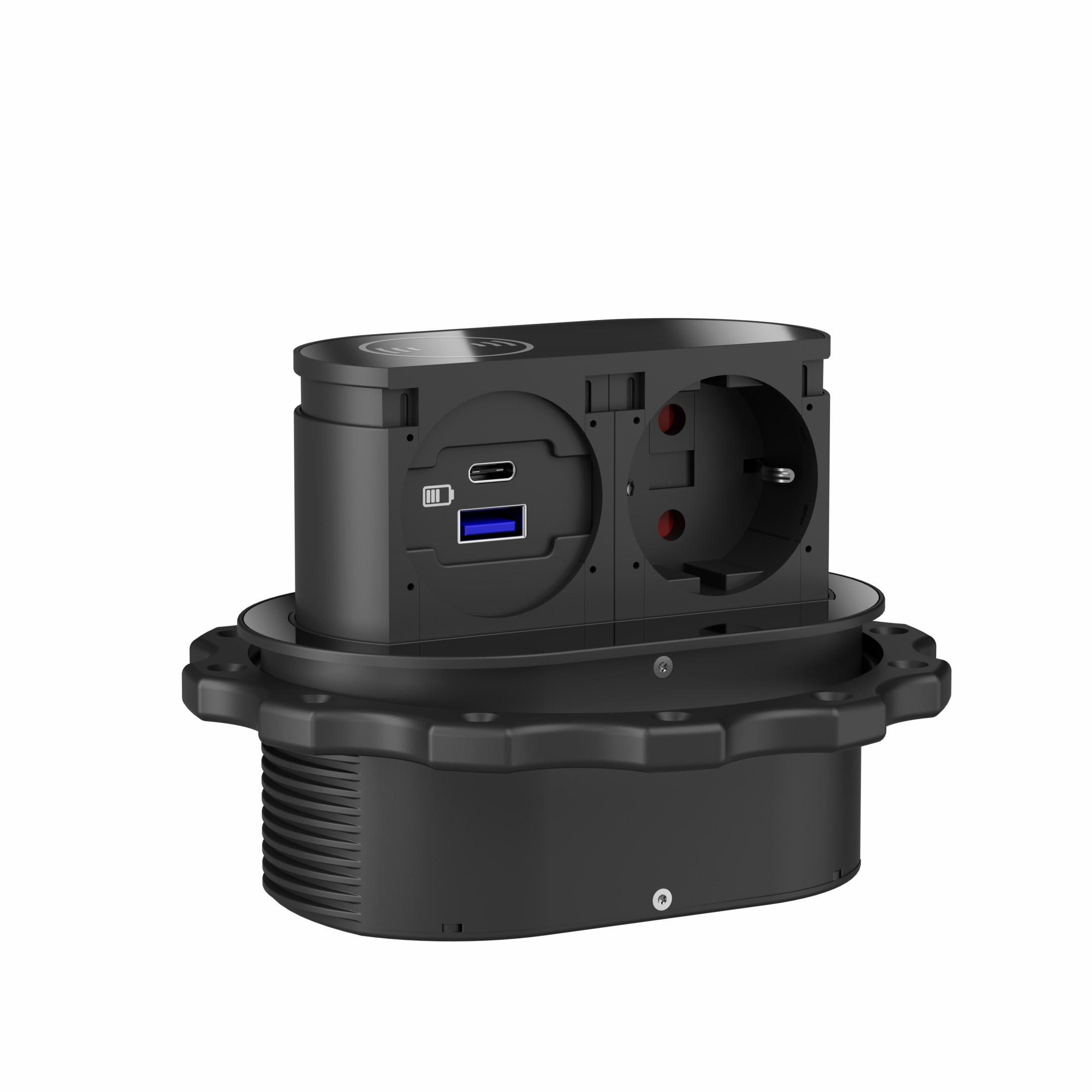 Steckdosenelement 418740 Schwarz - Schwarz, Kunststoff/Metall - Vogt