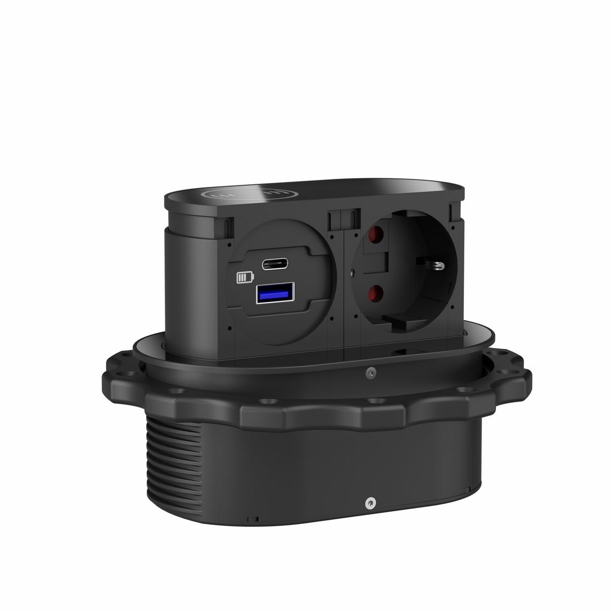 Steckdosenelement 418740 Schwarz - Schwarz, Kunststoff/Metall - Vogt