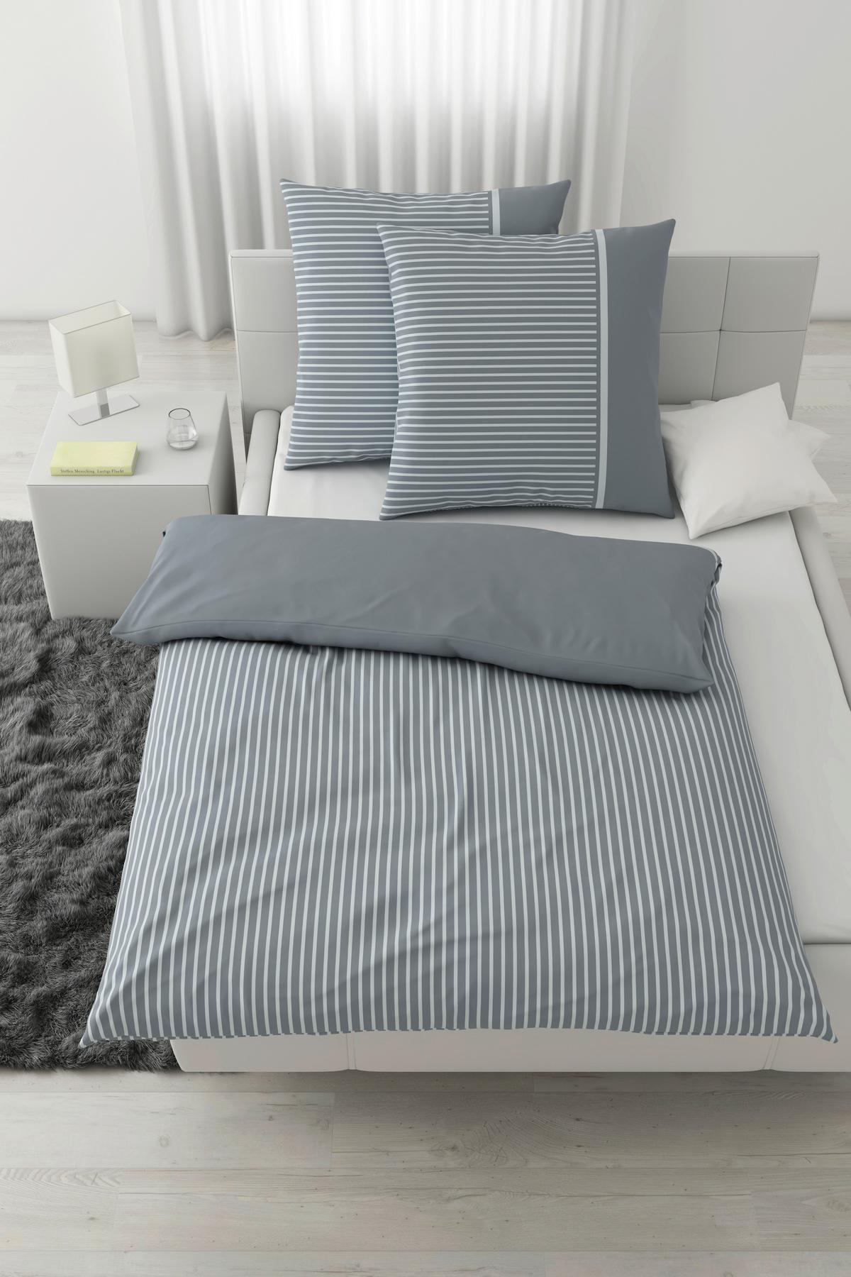 Bettwäsche Johannes XXL Graublau ca. 200x200cm - Graublau, KONVENTIONELL, Textil (200/200cm) - Mömax
