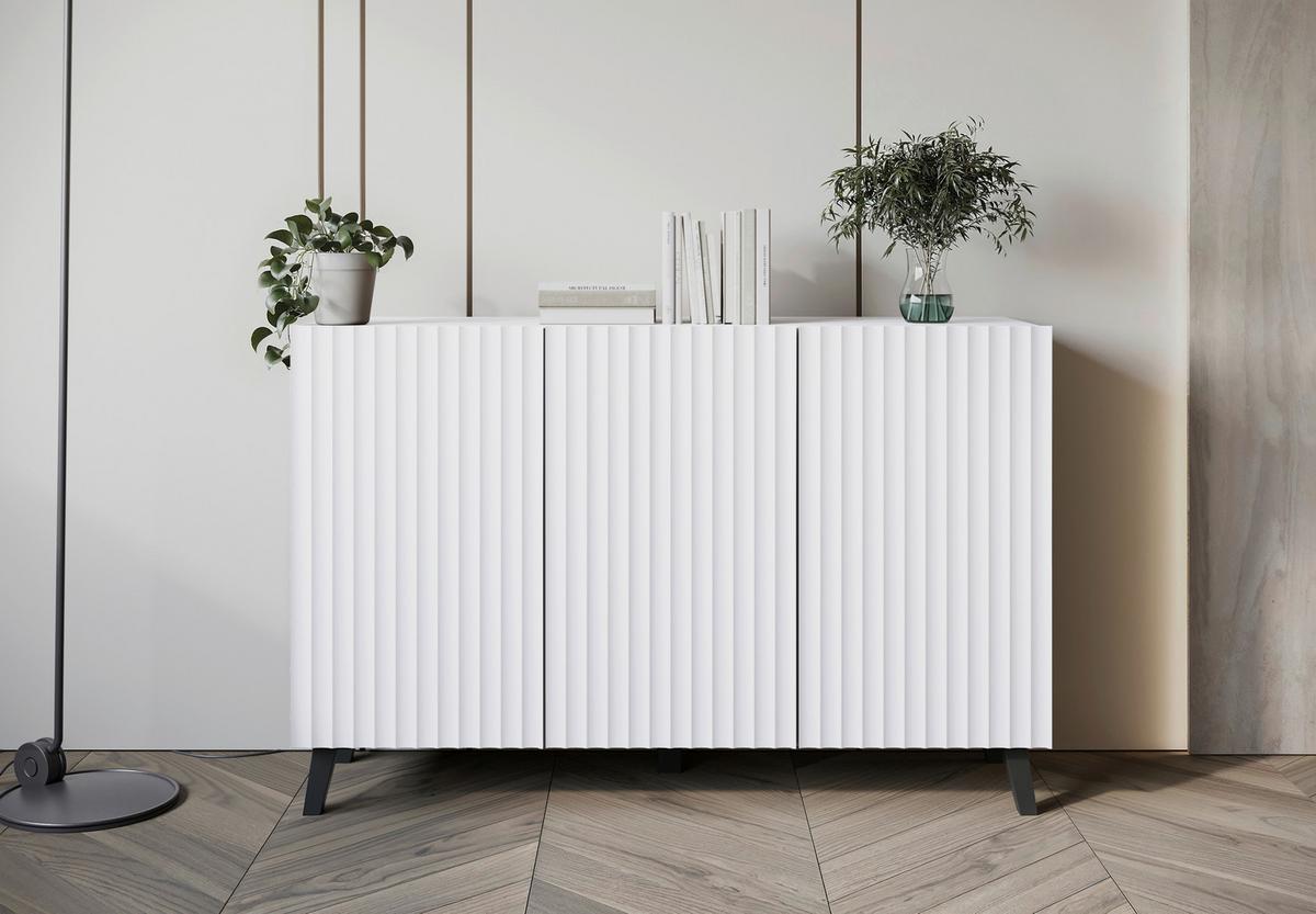 Sideboard Phuket ca. 120x78 cm Weiß - Schwarz/Weiß, Design, Holzwerkstoff/Kunststoff (120/78/39,1cm) - Livetastic