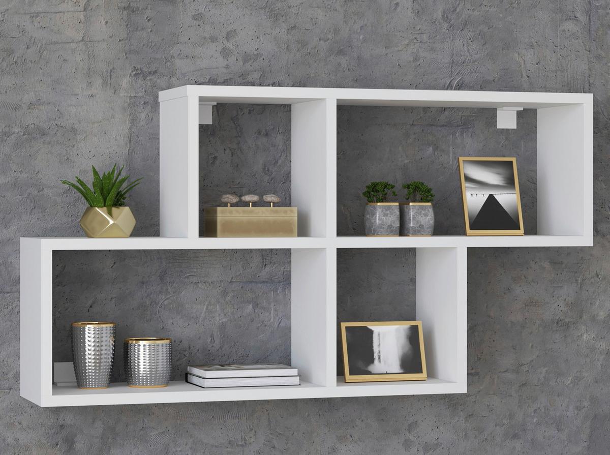 Stenski Regal Lusas, Bela - bela, Moderno, leseni material (100/53/20cm) - MID.YOU