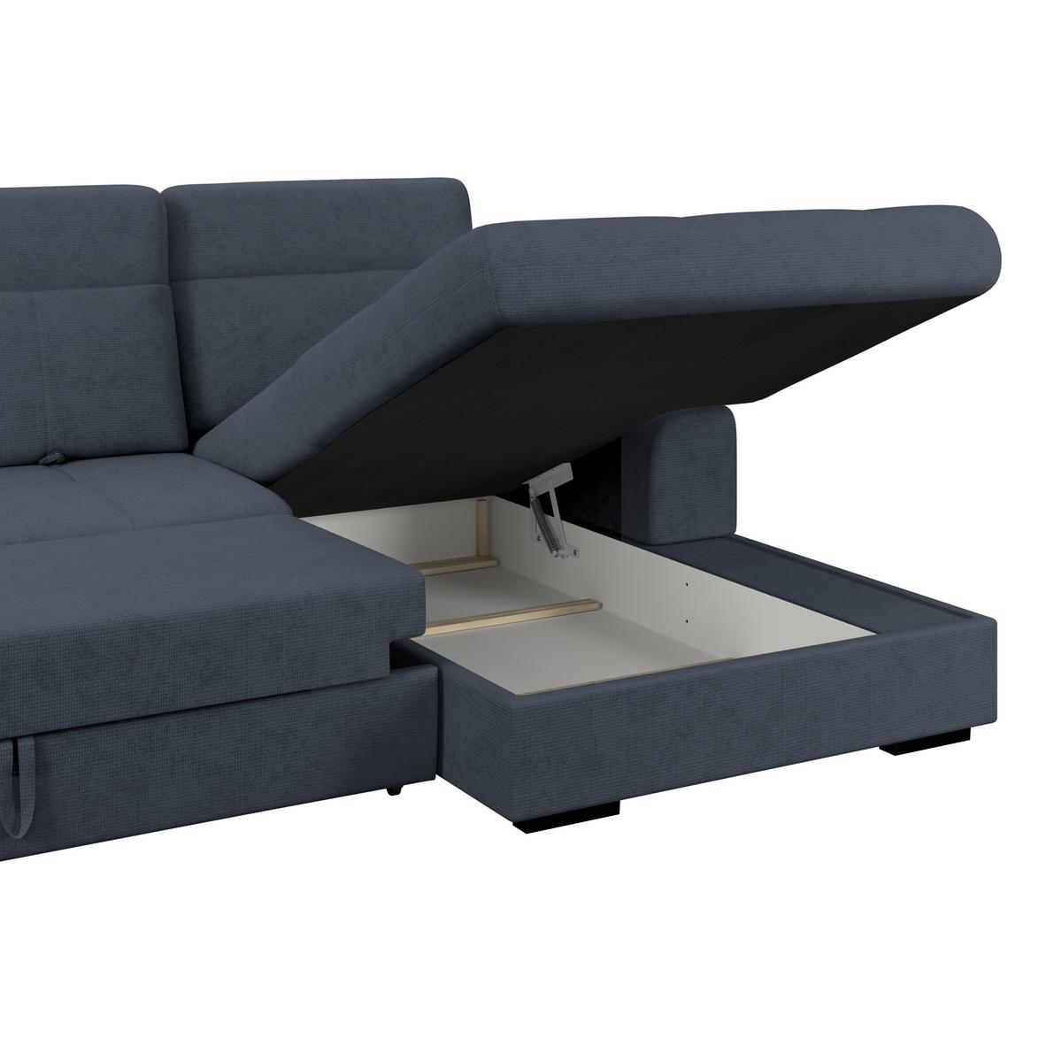 Kutna Garnitura Malaga - plava/crna, Konvencionalno, tekstil/drvo (286/203cm) - Ondega