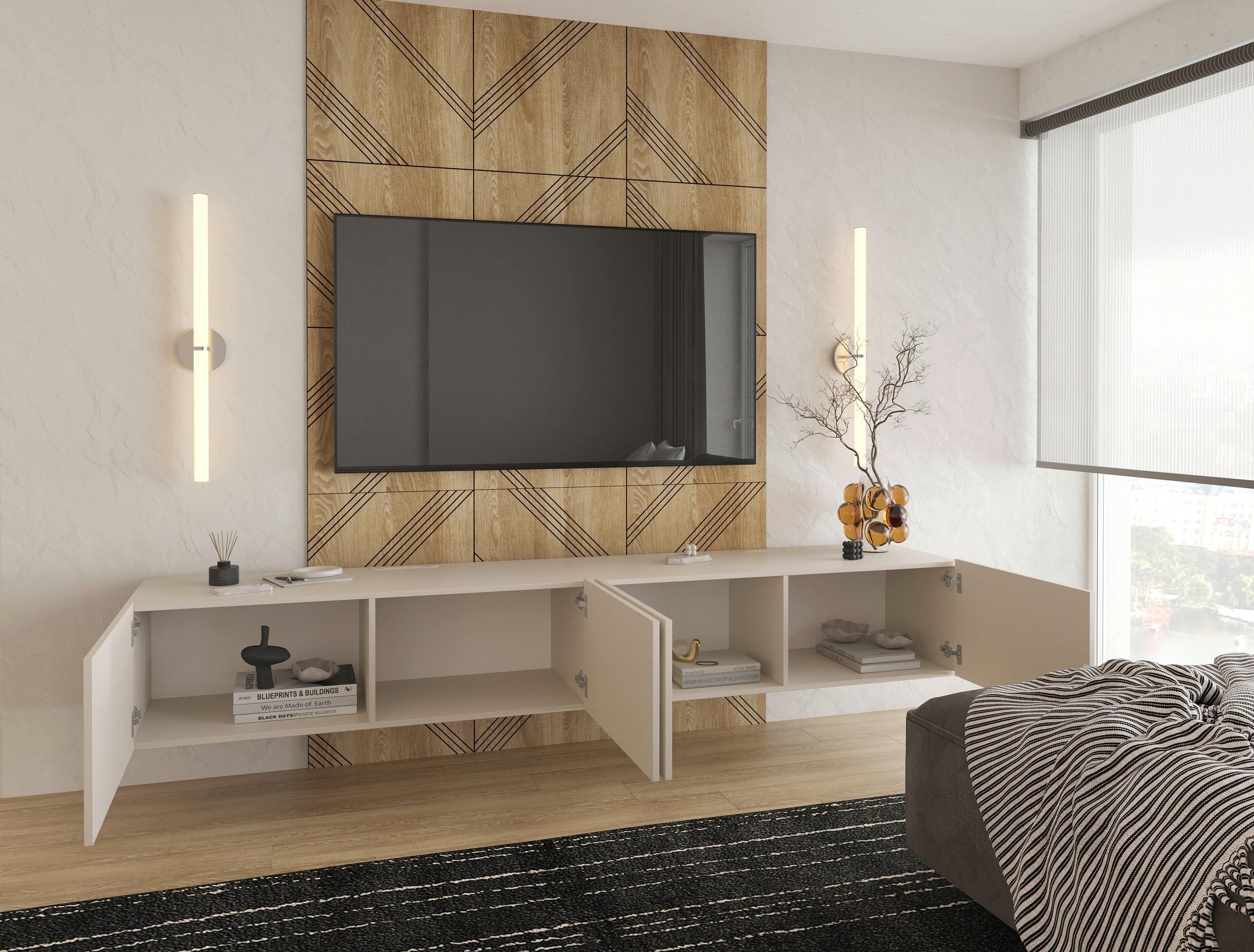 KOMODA NISKA NEWNIQ - kaszmir, Design, materiał drewnopochodny (120/36,7/45cm) - Hom`in