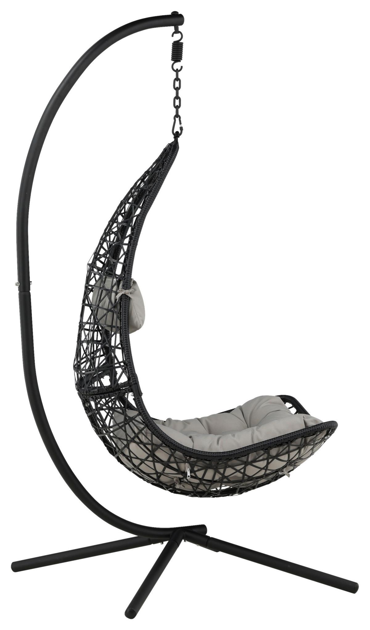 Hängestuhl Edinburgh ca. 132x205 cm Grau/Schwarz - Schwarz/Grau, KONVENTIONELL, Kunststoff (132/205/130cm) - Gardenson