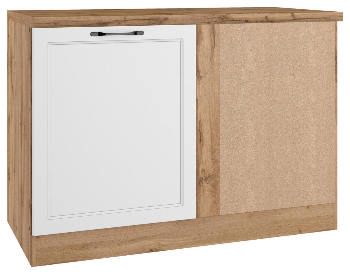 Eckunterschrank Meran ca. 120x86x60 cm Weiß/Eiche - Eiche Wotan/Schwarz, LIFESTYLE, Holzwerkstoff/Metall (120/86/60cm) - Held